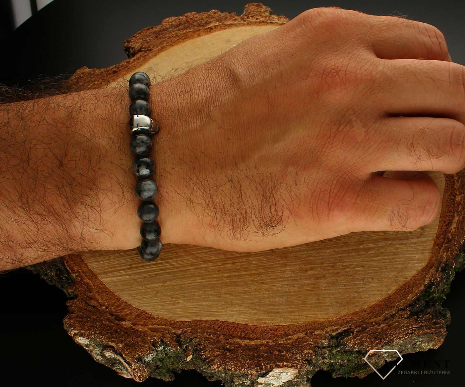 Bransoletka męska z kamieniem naturalnym Onyks DIA-BRA-10072-INNE. Bransoletka męska z czaszką. Bransoletka męska z kamieniami naturalnymi. Bransoletka męska w formie koralików. Pomysł na prezent (1).jpg