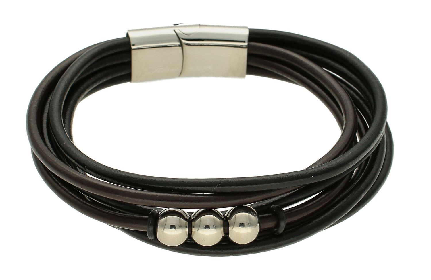 Bransoletka męska skórzana rzemyki z koralikami DIA-BRA-10074-STAL. Bransoletka męska skórzana. Bransoletka męska z rzemyków. Męska bransoletka ze stali. Bransoletka dla mężczyzny na prezent (2).jpg