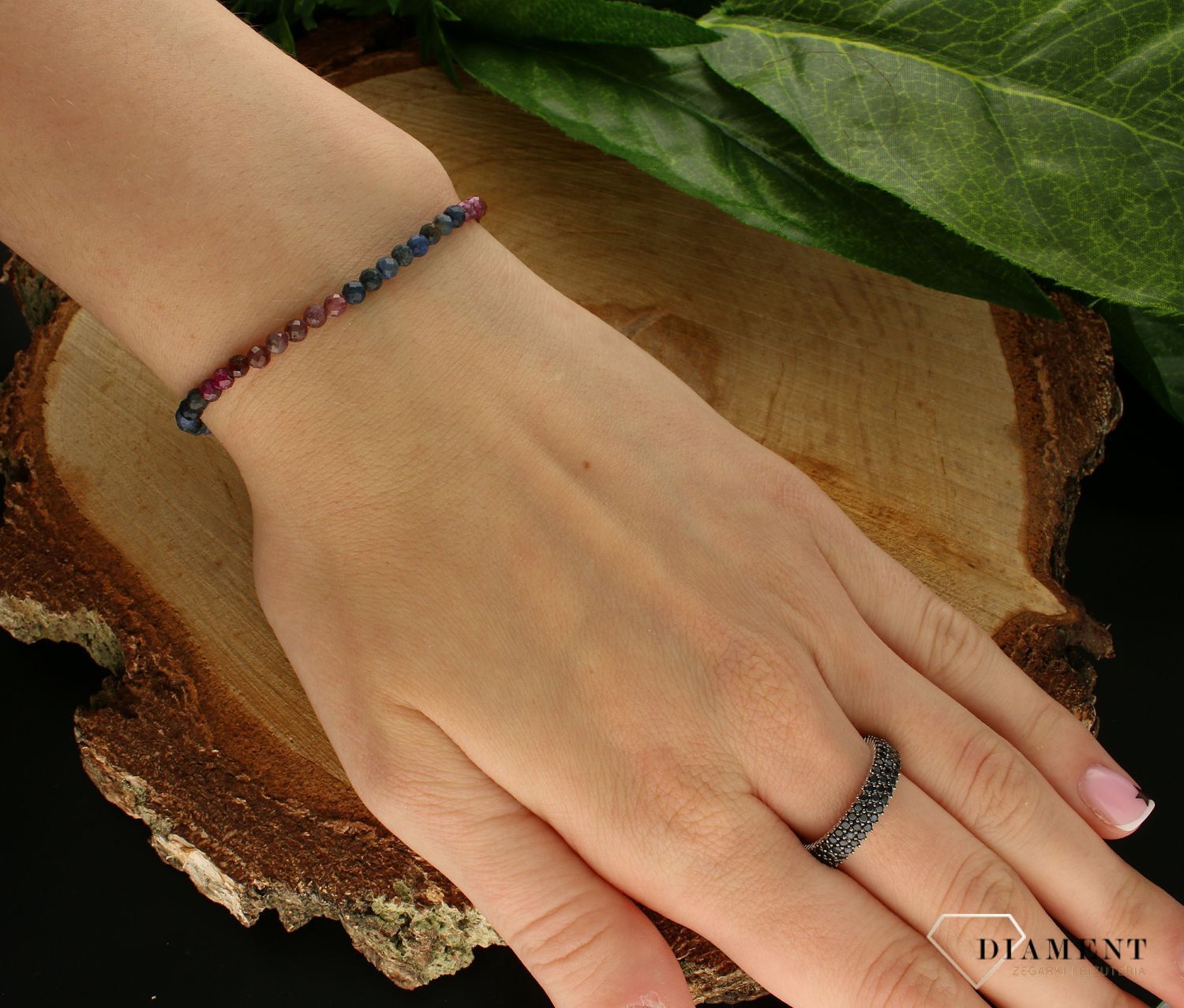 Srebrna bransoletka damska 925 z rubinem i szafirem DIA-BRA-10075-925. Srebrna bransoletka damska idealna na prezent. Bransoletka damska z kamieniami naturalnymi. Srebrna bransoletka z rubinem i szafirem (3).jpg