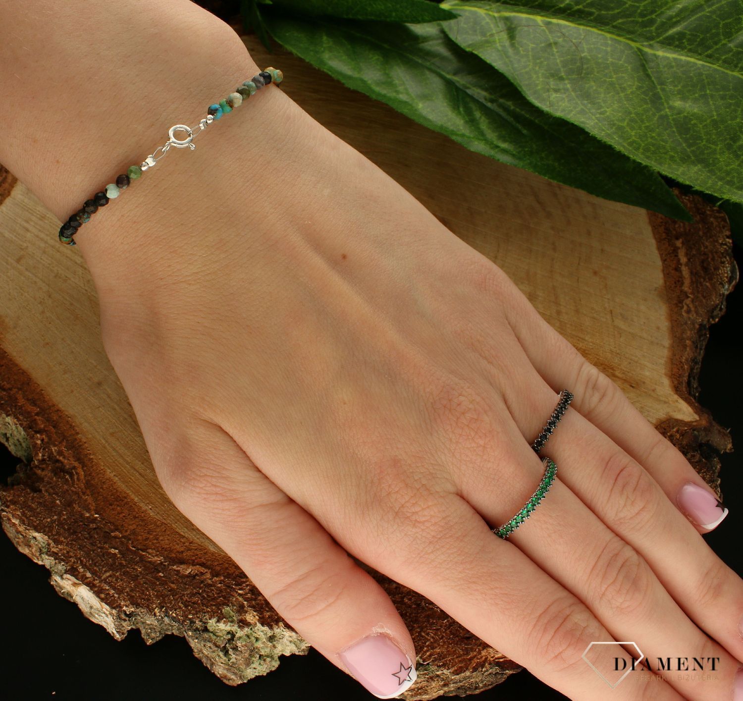 Srebrna bransoletka damska 925 z turkusem DIA-BRA-10077-925. Srebrna bransoletka damska idealna na prezent. Bransoletka damska z kamieniami naturalnymi. Srebrna bransoletka z turkusem.  (3).jpg