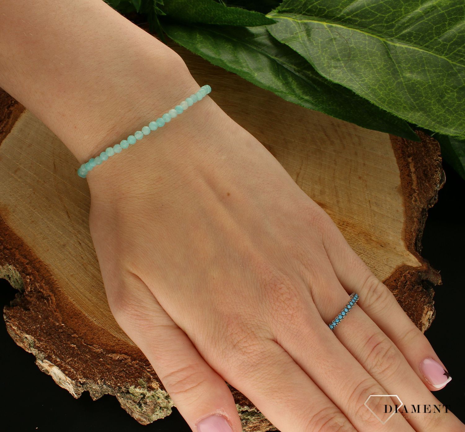 Srebrna bransoletka damska 925 z amazonitem DIA-BRA-10081-925. Srebrna bransoletka damska idealna na prezent. Bransoletka damska z kamieniami naturalnymi. Srebrna bransoletka z amazonitem (3).jpg