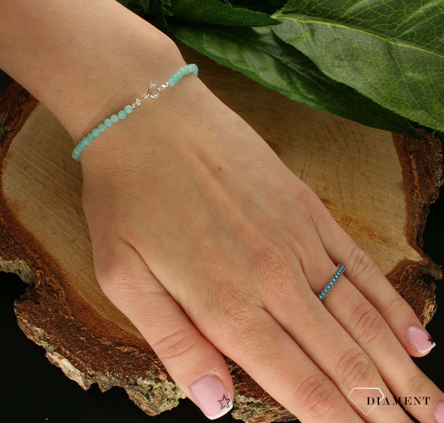 Srebrna bransoletka damska 925 z amazonitem DIA-BRA-10081-925. Srebrna bransoletka damska idealna na prezent. Bransoletka damska z kamieniami naturalnymi. Srebrna bransoletka z amazonitem (3).jpg