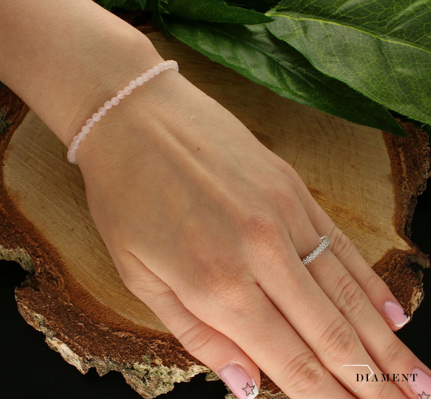 Srebrna bransoletka damska 925 z kwarcem różowym DIA-BRA-10082-925. Srebrna bransoletka damska idealna na prezent. Bransoletka damska z kamieniami naturalnymi. Srebrna bransoletka z kwarcem różowym.  (3).jpg