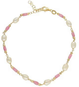 Srebrna bransoletka na kostkę 925 z różowymi koralikami i perłami DIA-BRA-10153-925-NOGA.jpg