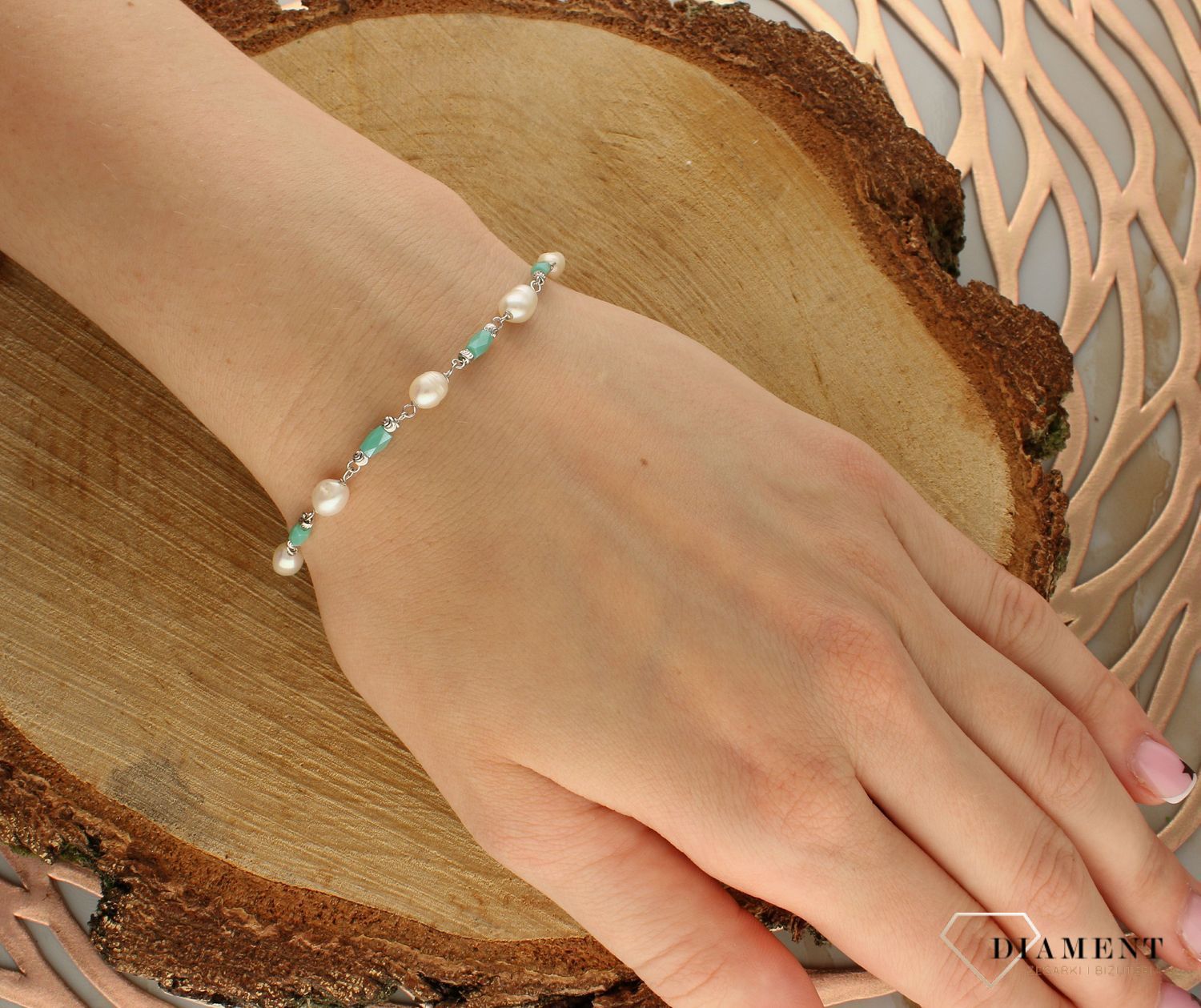 Srebrna bransoletka 925 z różowymi koralikami i perłami DIA-BRA-10154-925. Srebrna bransoletka damska. Srebrna bransoletka na prezent. Srebrna bransoletka z koralikami. Bransoletka srebrna z perłami.  (2).jpg