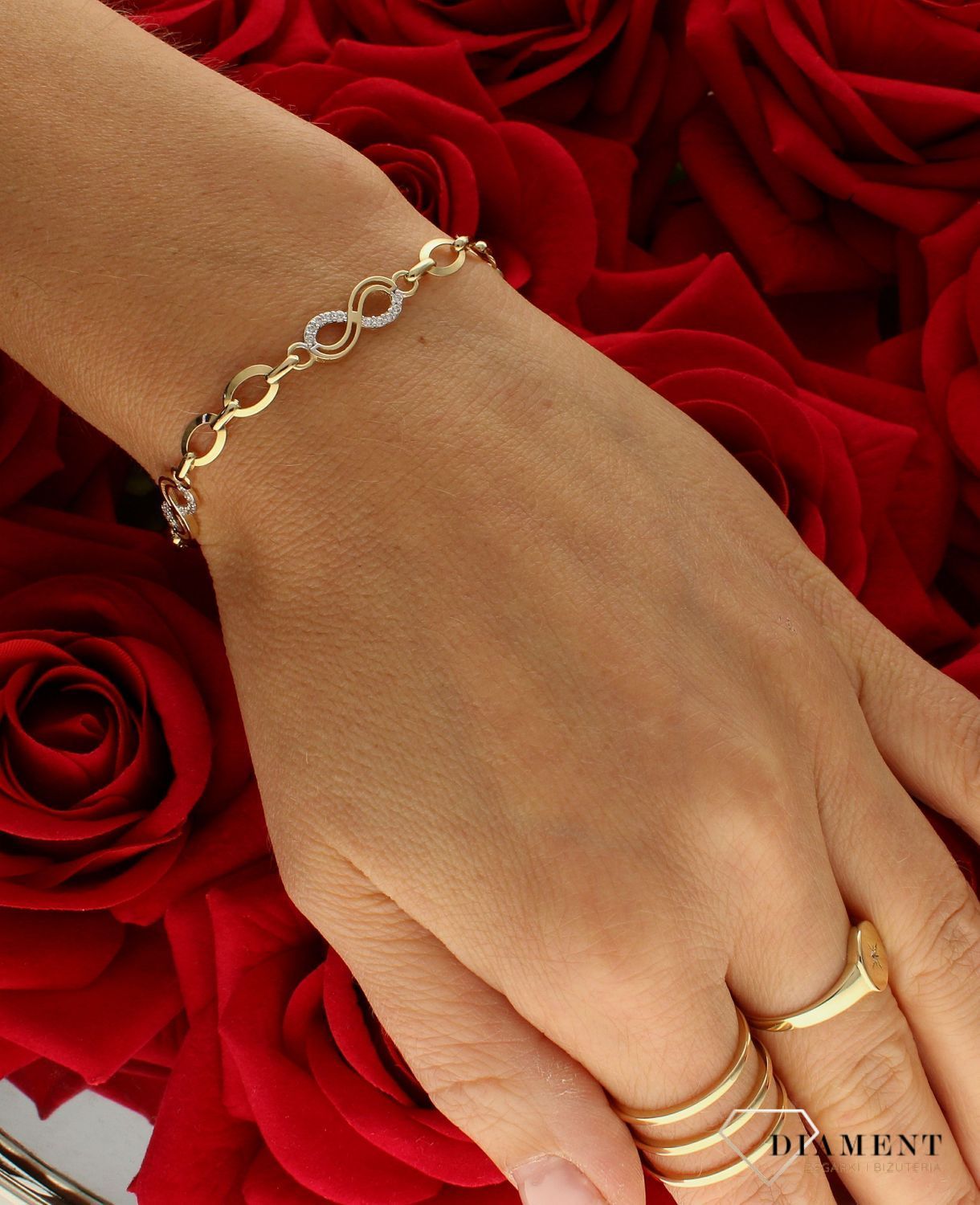Bransoletka damska złota Ozdobne nieskończoności 585 DIA-BRA-10380-585 (2).jpg