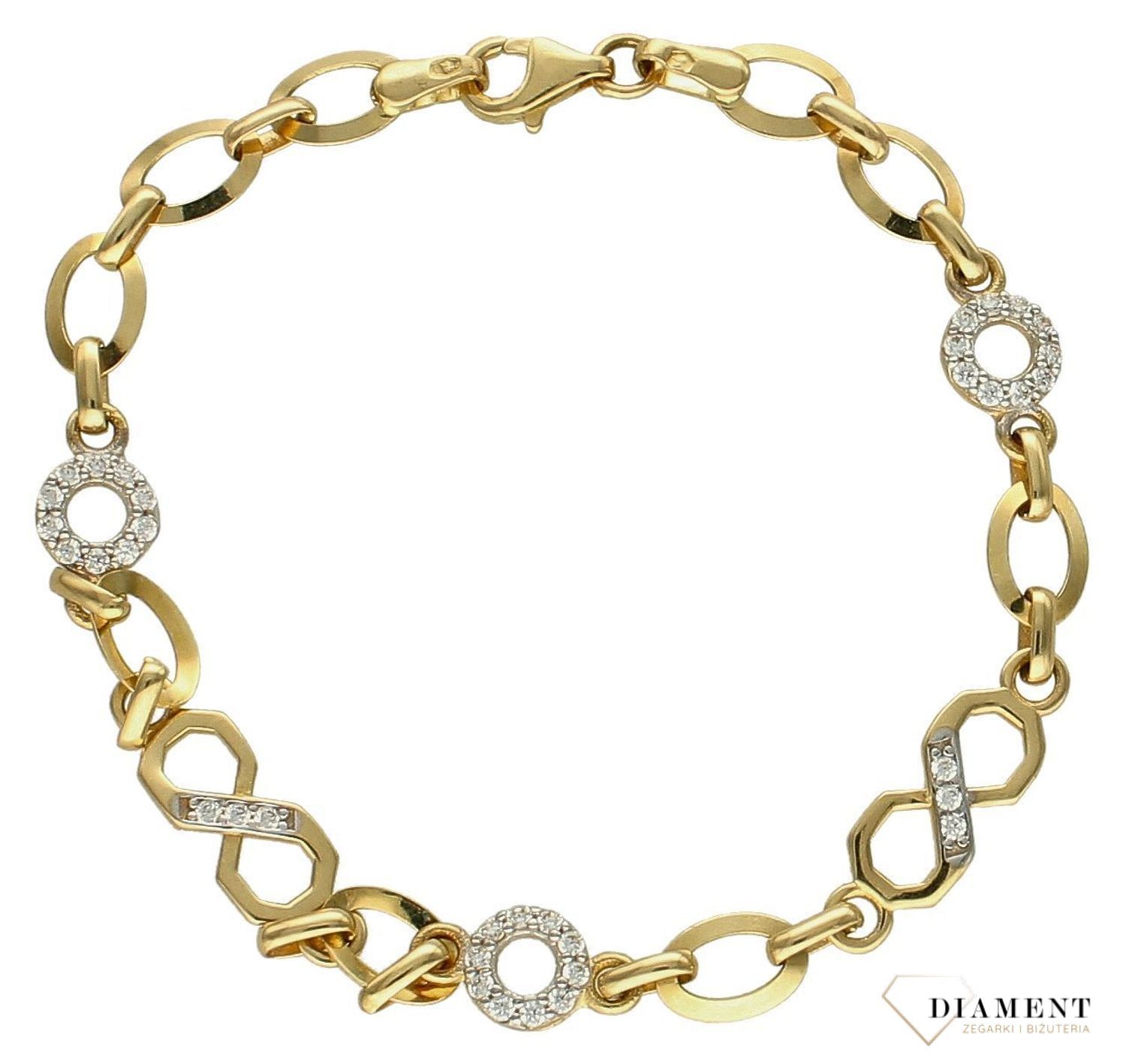 Bransoletka damska złota Kółeczka z nieskończonością 585 DIA-BRA-10381-585 (3).jpg