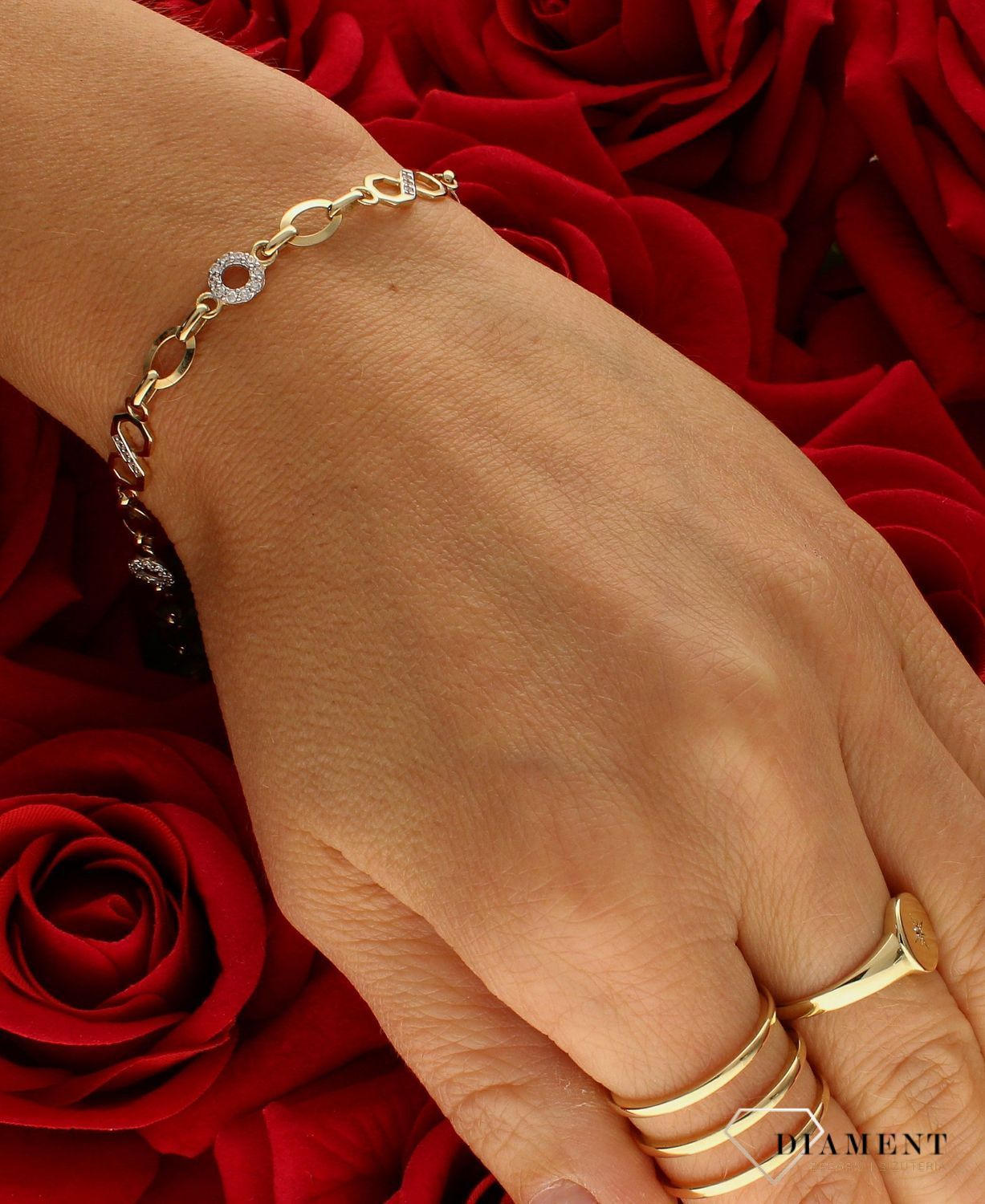 Bransoletka damska złota Kółeczka z nieskończonością 585 DIA-BRA-10381-585 (3).jpg