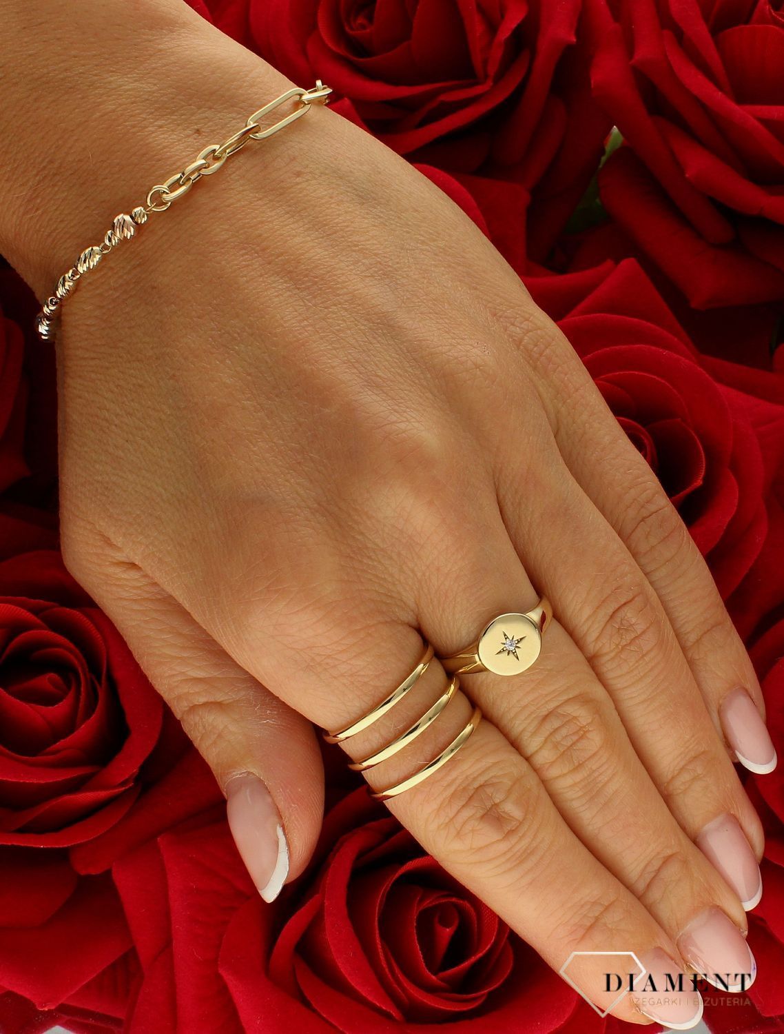 Bransoletka damska złota Spinacze i Kuleczki 585  DIA-BRA-10382-585 (1).jpg