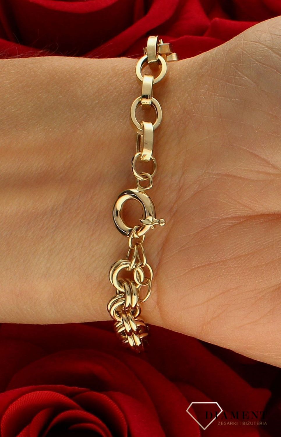 Bransoletka damska złota z serduszkiem Dwa sploty 585 DIA-BRA-10383-585 (2).jpg