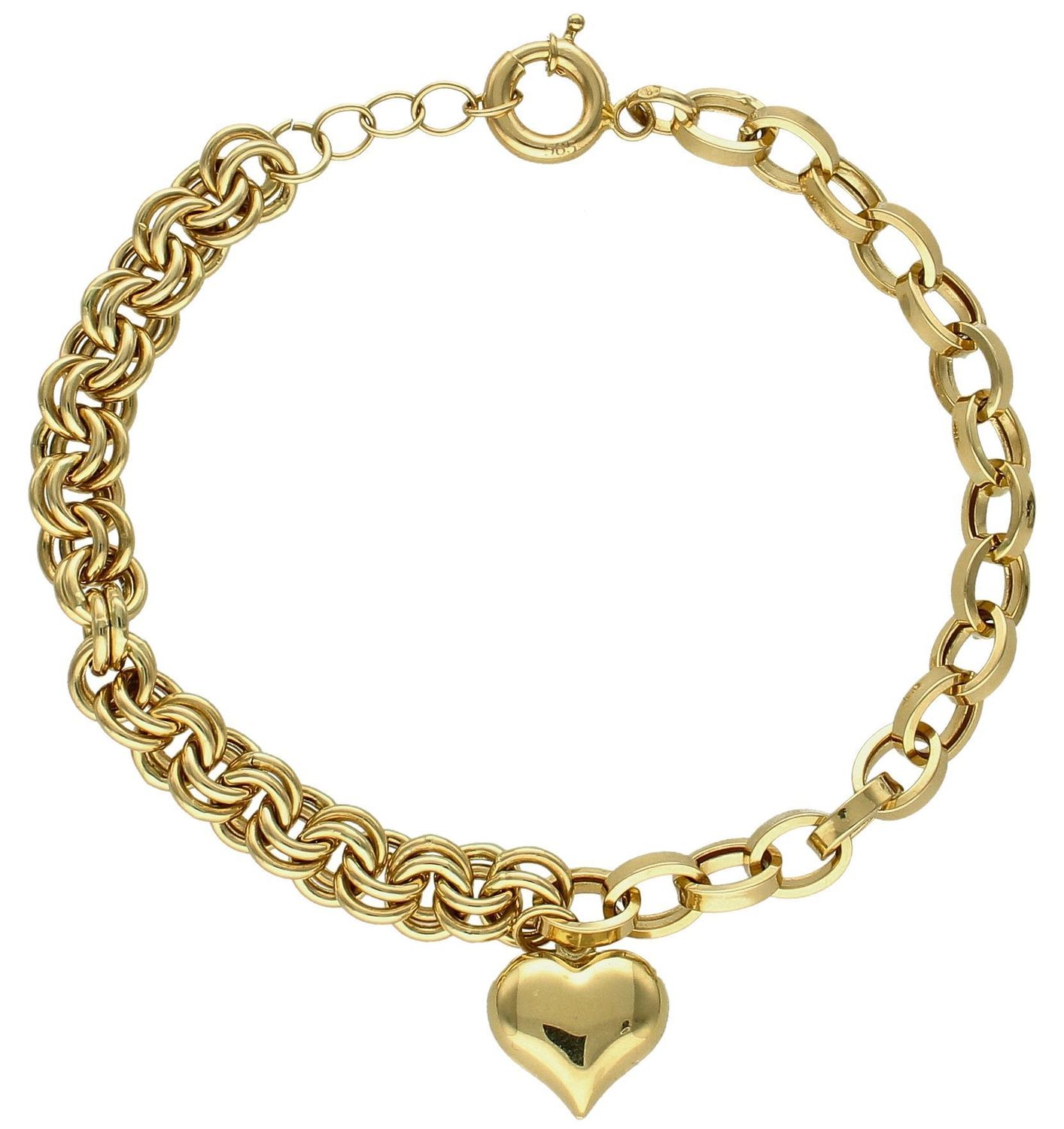 Bransoletka damska złota z serduszkiem Dwa sploty 585 DIA-BRA-10383-585 (2).jpg