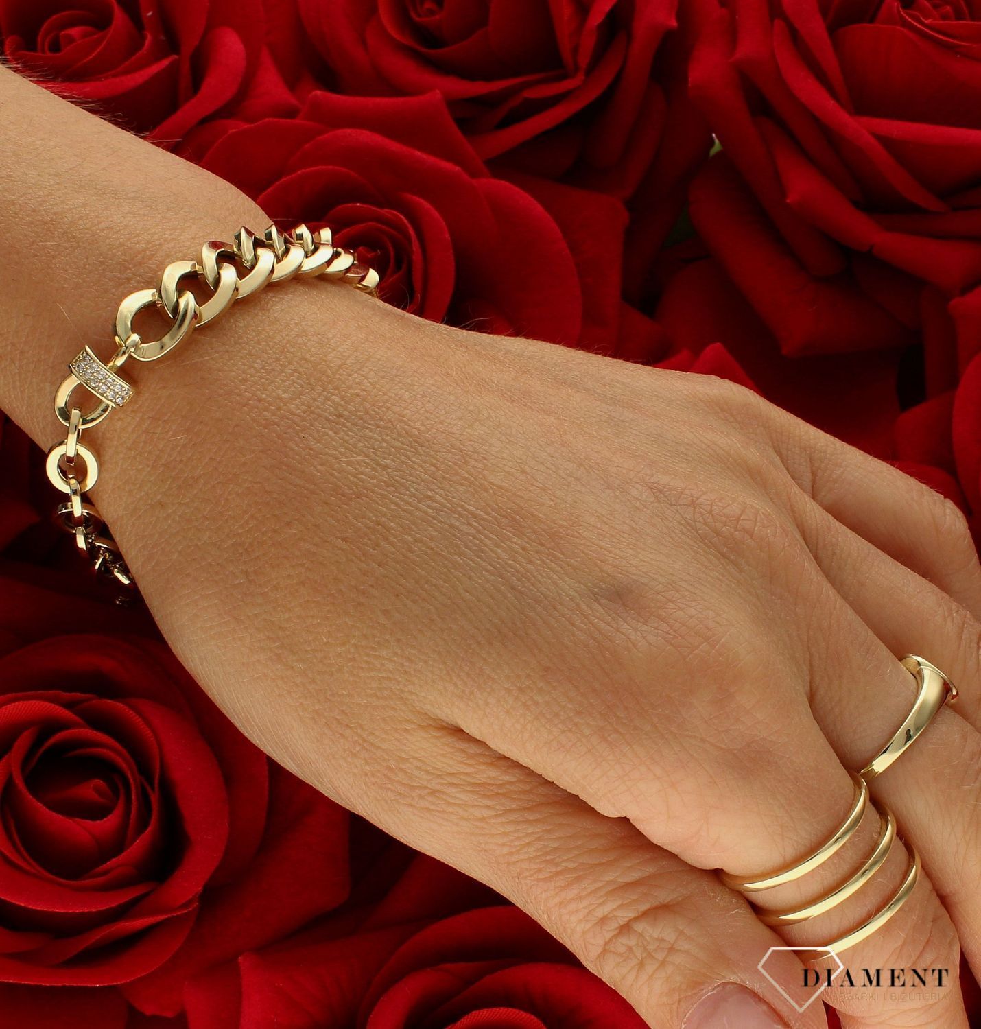 Bransoletka damska złota Dwa różne sploty 585 DIA-BRA-10384-585 (1).jpg