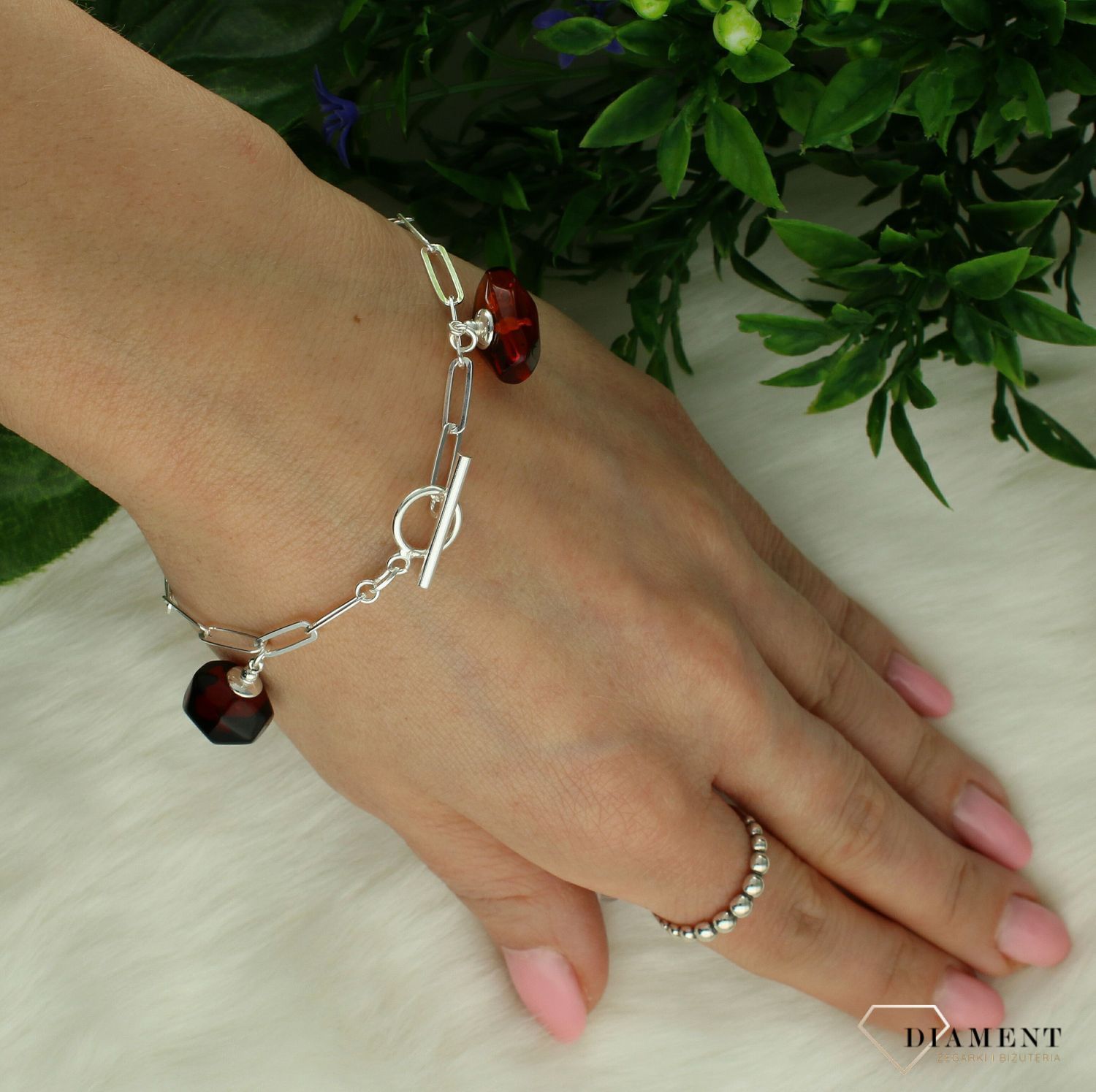 Srebrna bransoletka damska z kolorowymi bursztynami DIA-BRA-10432-925-925 (2).jpg