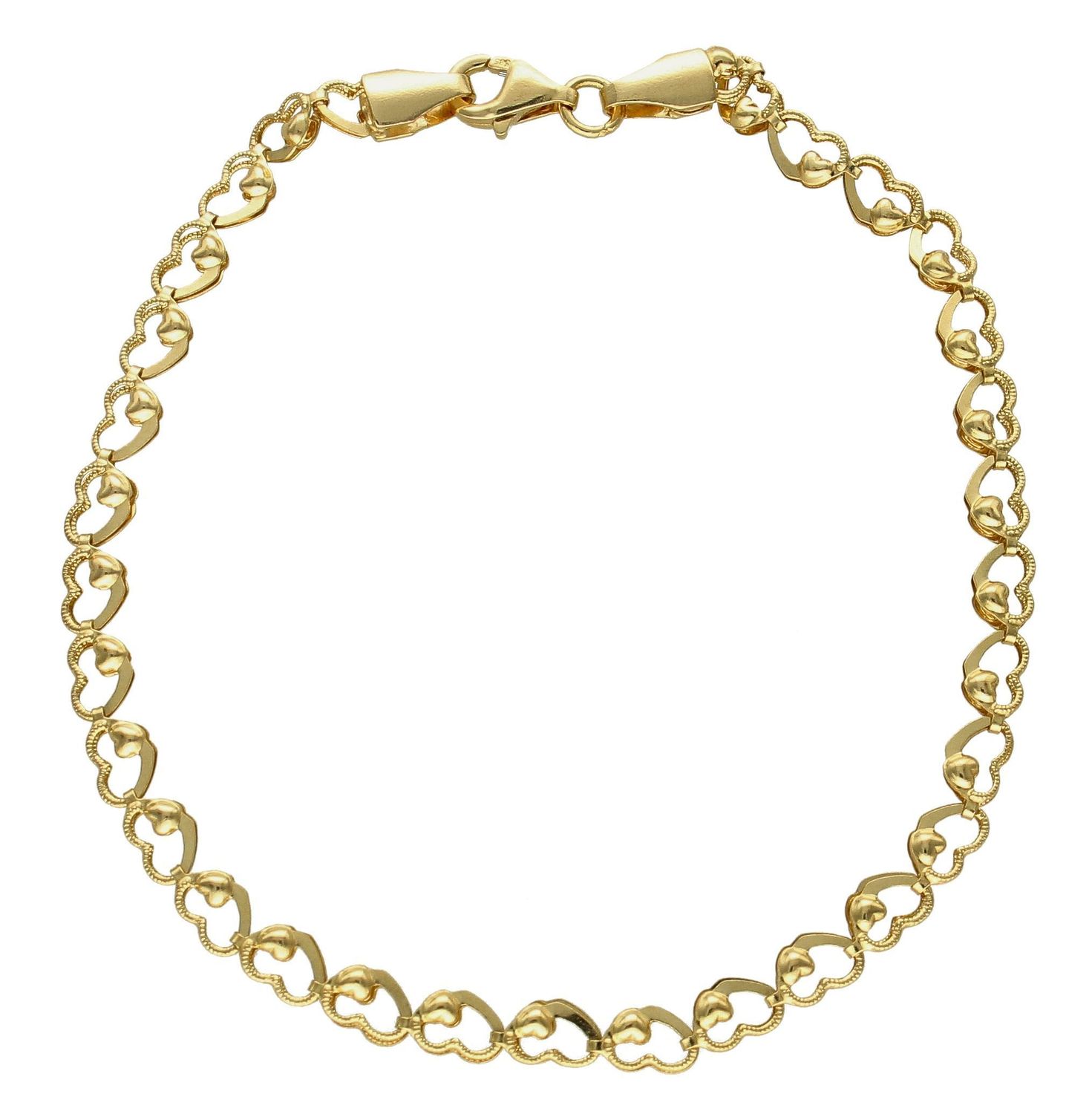 Bransoletka damska złota z grawerowanymi elementami, Podwójne serduszka 585 DIA-BRA-10475-585 (1).jpg