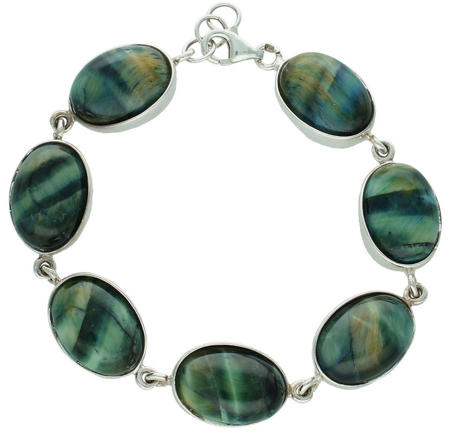 Srebrna bransoletka damska z naturalnym labradorytem – szerokość 1,4 cm, długość 19 cm, waga 26 g. Oryginalna biżuteria z duszą dla kobiet ceniących elegancję i moc kamieni.1.jpg