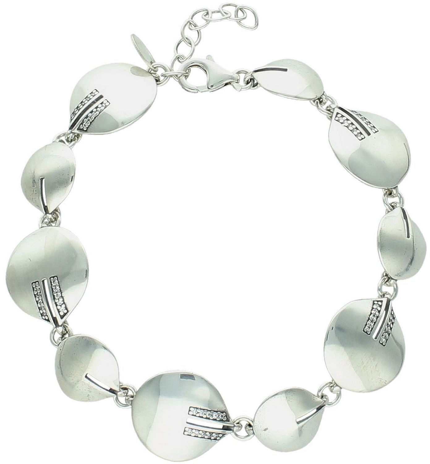 Srebrna bransoletka z gładkich elementów z akcentem z cyrkonii DIA-BRA-10741-925Wyrafinowana i stylowa – ta srebrna bransoletka to idealne połączenie klasycznej formy z subtelnym blaskiem. 1.jpg