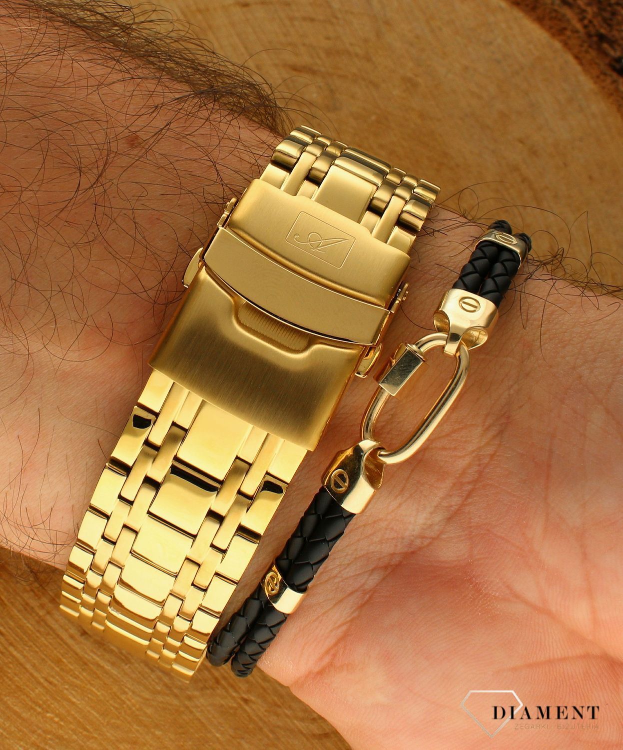 Złota bransoletka męska 585 podwójny rzemyk DIA-BRA-10984-585.jpg