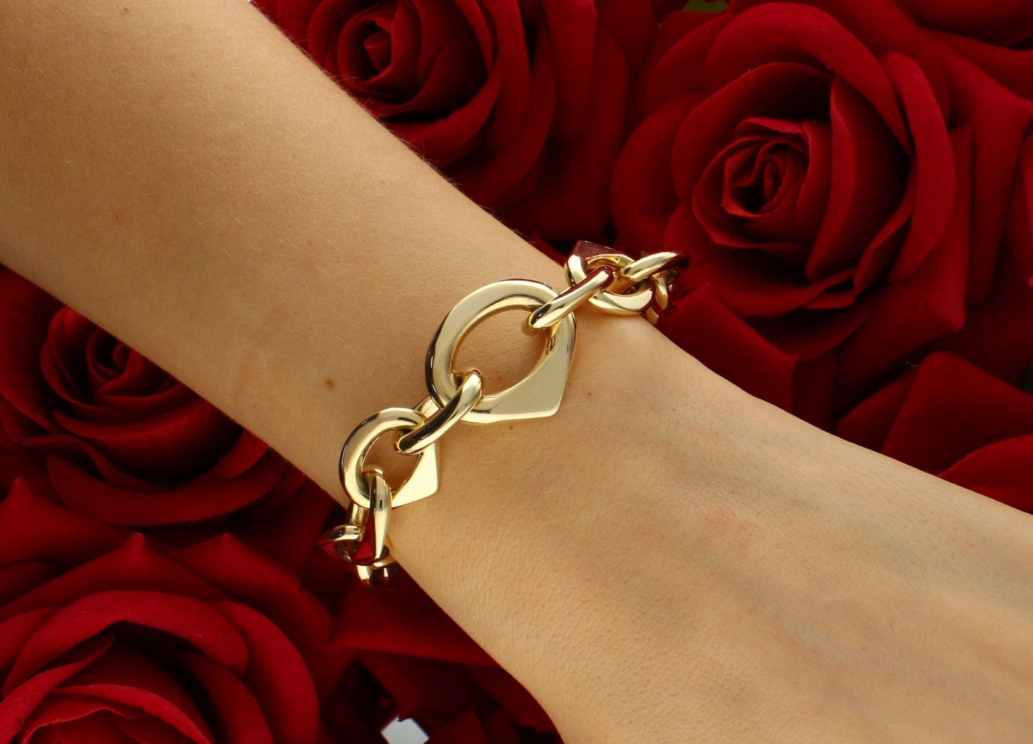 Bransoletka złota duże ogniwa pr 585, DIA-BRA-10996-585 Złota bransoletka wykonana z 14 karatowego żółtego złota. Powstała z połączenia geometrycznych ogniw, które tworzą elegancki i trwały spot1.jpg