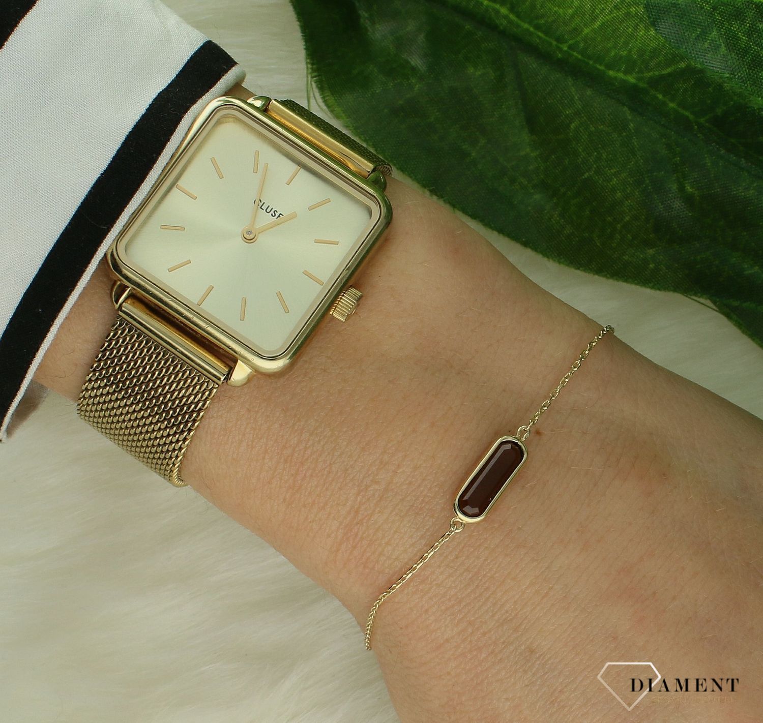 Złota damska bransoletka z Kwarcem Dymnym 585 Złota celebrytka damska DIA-BRA-11200-585 (1).jpg