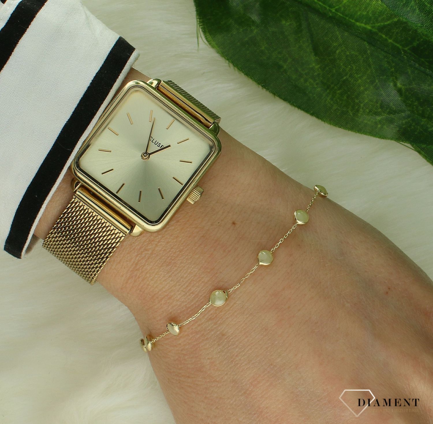 Bransoletka damska złota 585 Gładkie kamienie w złotej oprawie DIA-BRA-11206-585 (1).jpg