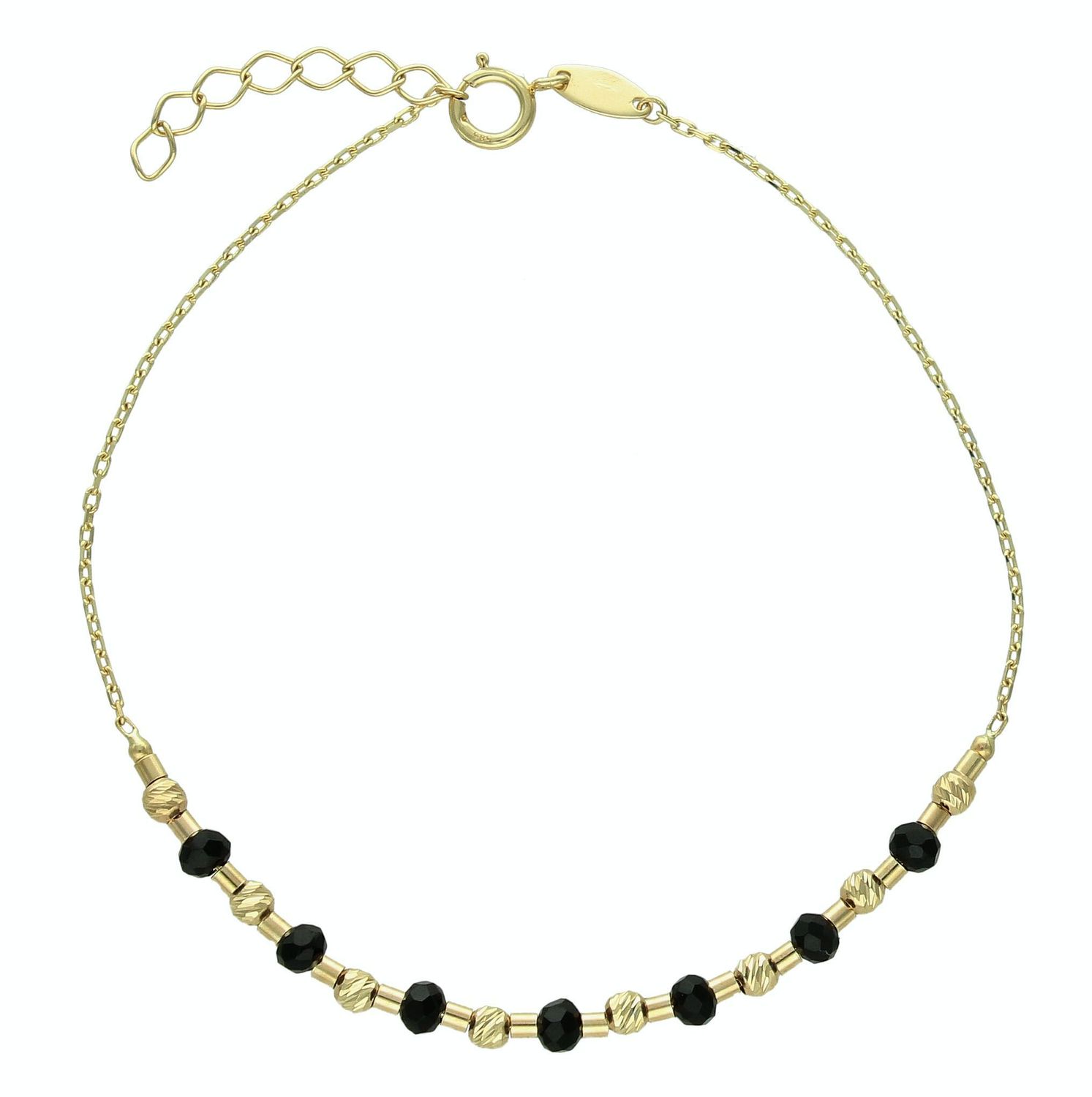 Bransoletka damska złota 585 Kulki z onyksu i złote grawerowane DIA-BRA-11214-585 (1).jpg