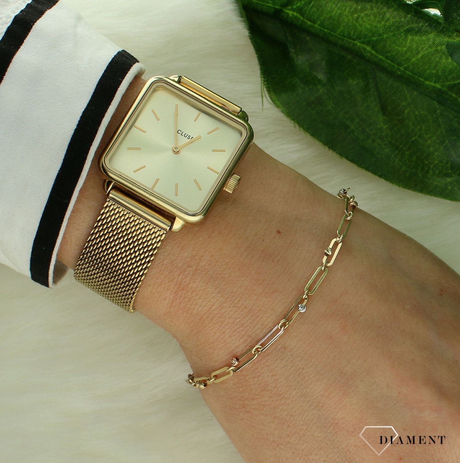 Bransoletka damska złota 585 Długie ogniwka i kulki w trzech kolorach DIA-BRA-11227-585 (1).jpg