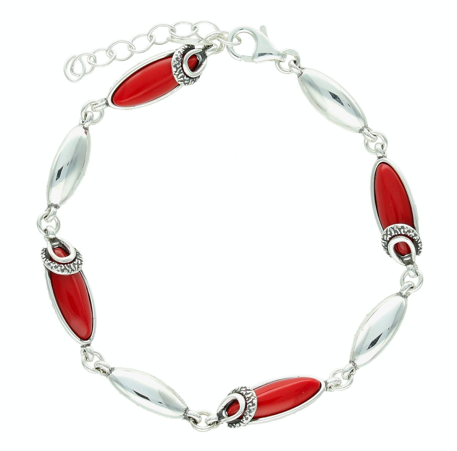 Srebrna bransoletka damska 925 z koralem syntetycznym DIA-BRA-11263-925..jpg