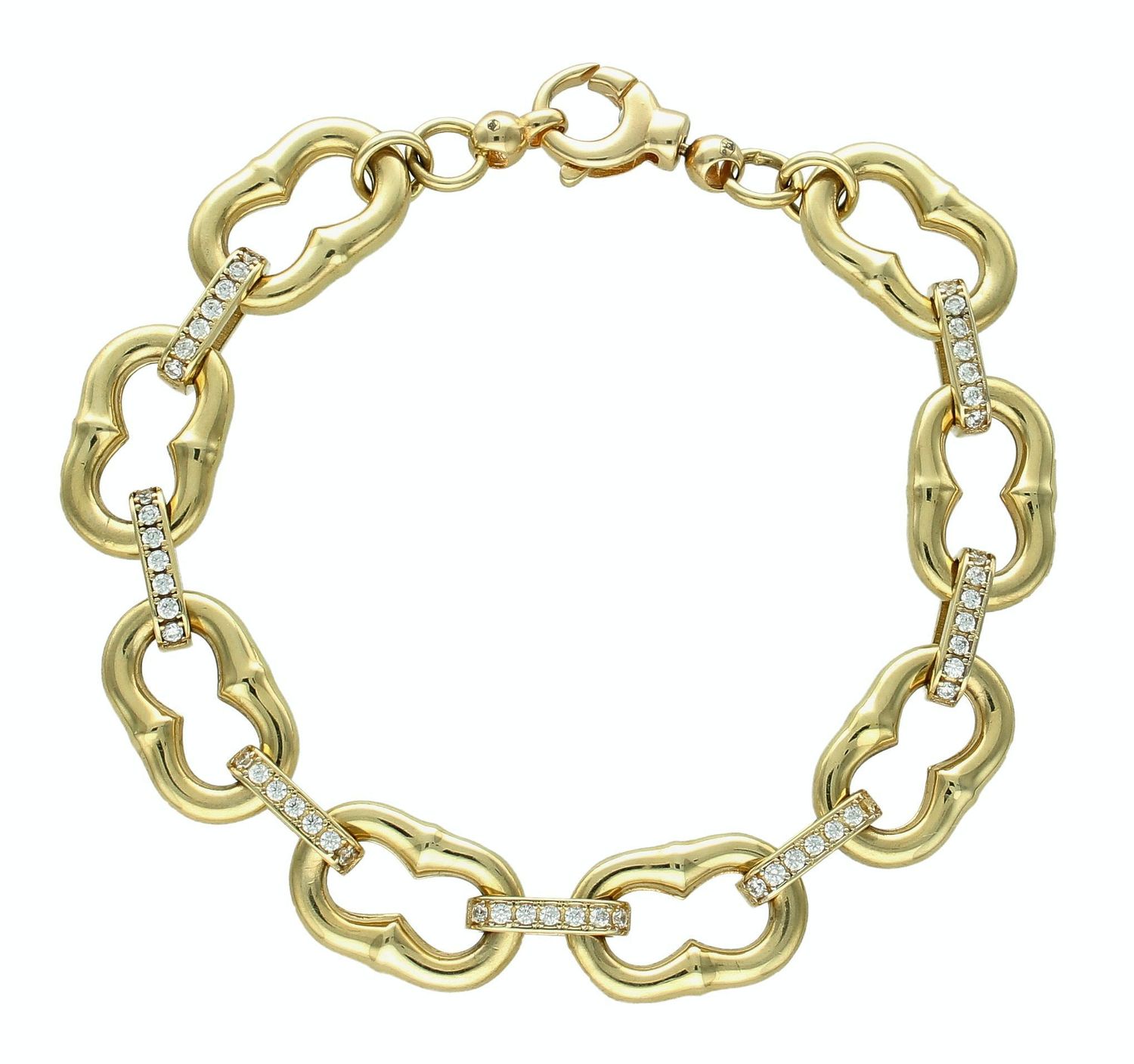 Złota damska bransoletka 585 owalne ogniwka z cyrkoniami DIA-BRA-11285-585. Złota bransoletka damska. Złota bransoletka z cyrkoniami. Bransoletka damska złota dla kobiety. Złota bransoletka na prezent (2).jpg