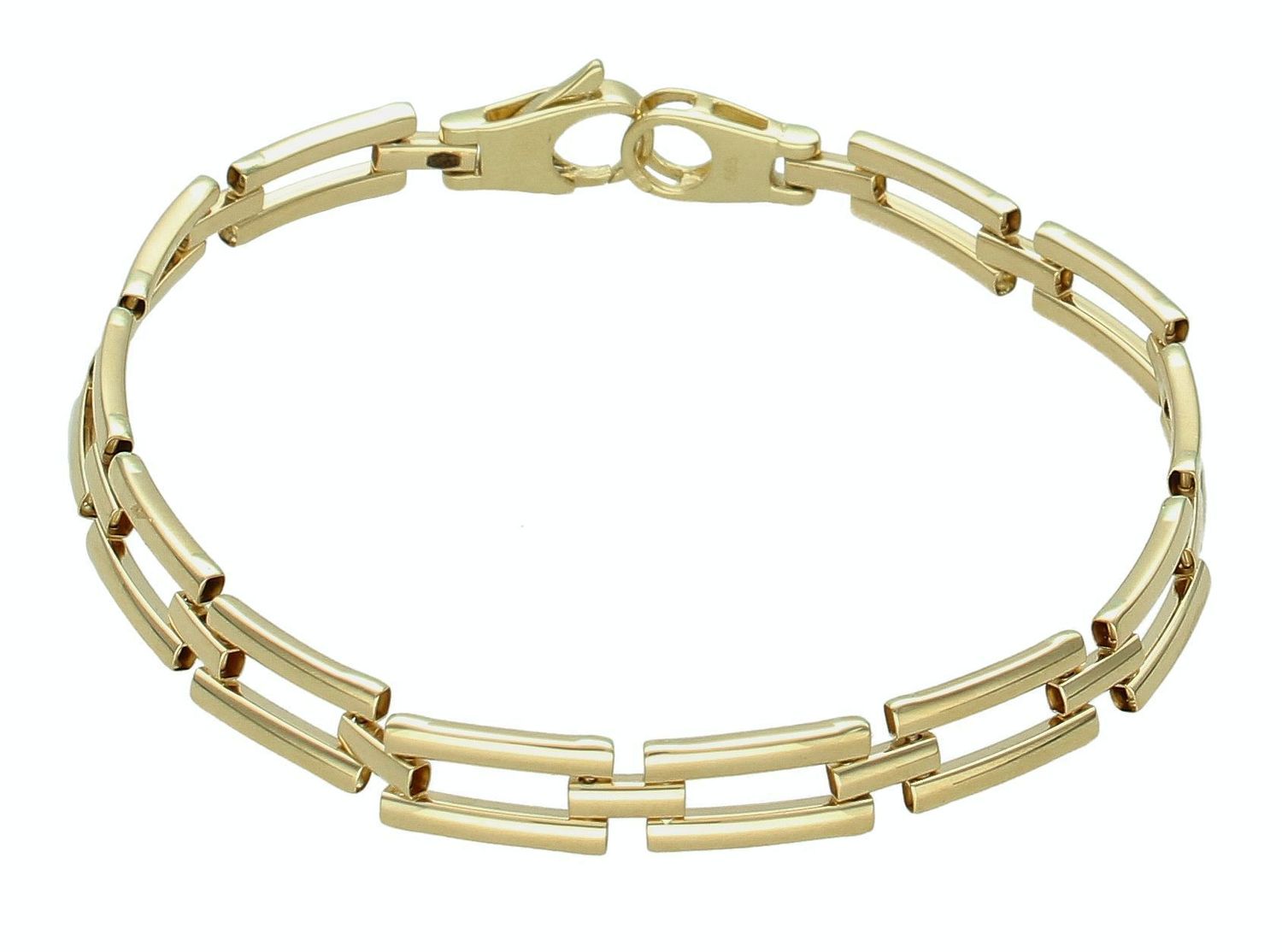 Złota damska bransoletka 585 gładkie podłużne ogniwka DIA-BRA-11286-585.  Złota bransoletka damska. Złota bransoletka o gładkiej powierzchni. Bransoletka damska złota dla kobiety. Złota bransoletka na prezent (2).jpg