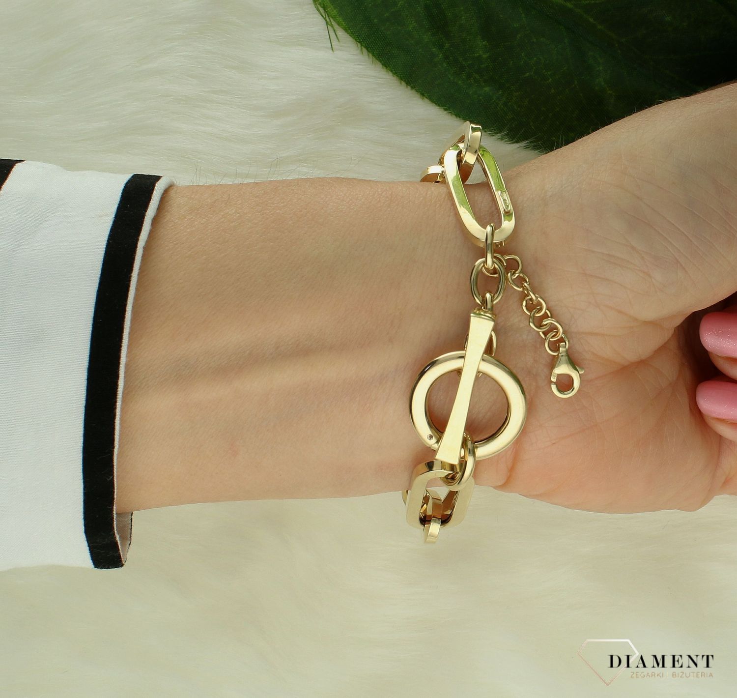 Złota damska bransoletka 585 duże spinacze DIA-BRA-11306-585. Złota bransoletka damska. Złota bransoletka spinacze. Bransoletka damska złota dla kobiety. Złota bransoletka na prezent (3).jpg