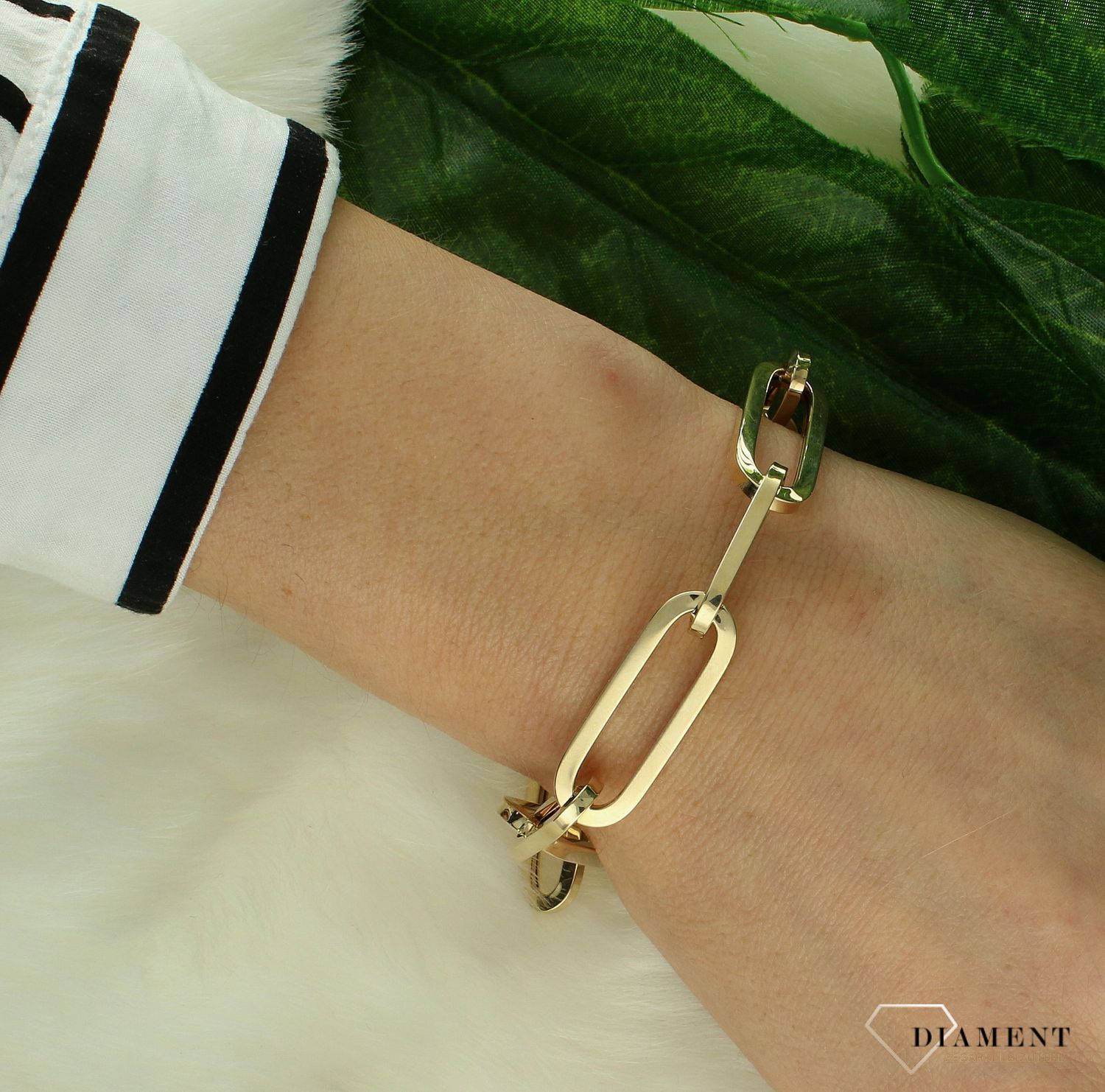 Złota damska bransoletka 585 duże spinacze DIA-BRA-11306-585. Złota bransoletka damska. Złota bransoletka spinacze. Bransoletka damska złota dla kobiety. Złota bransoletka na prezent (3).jpg