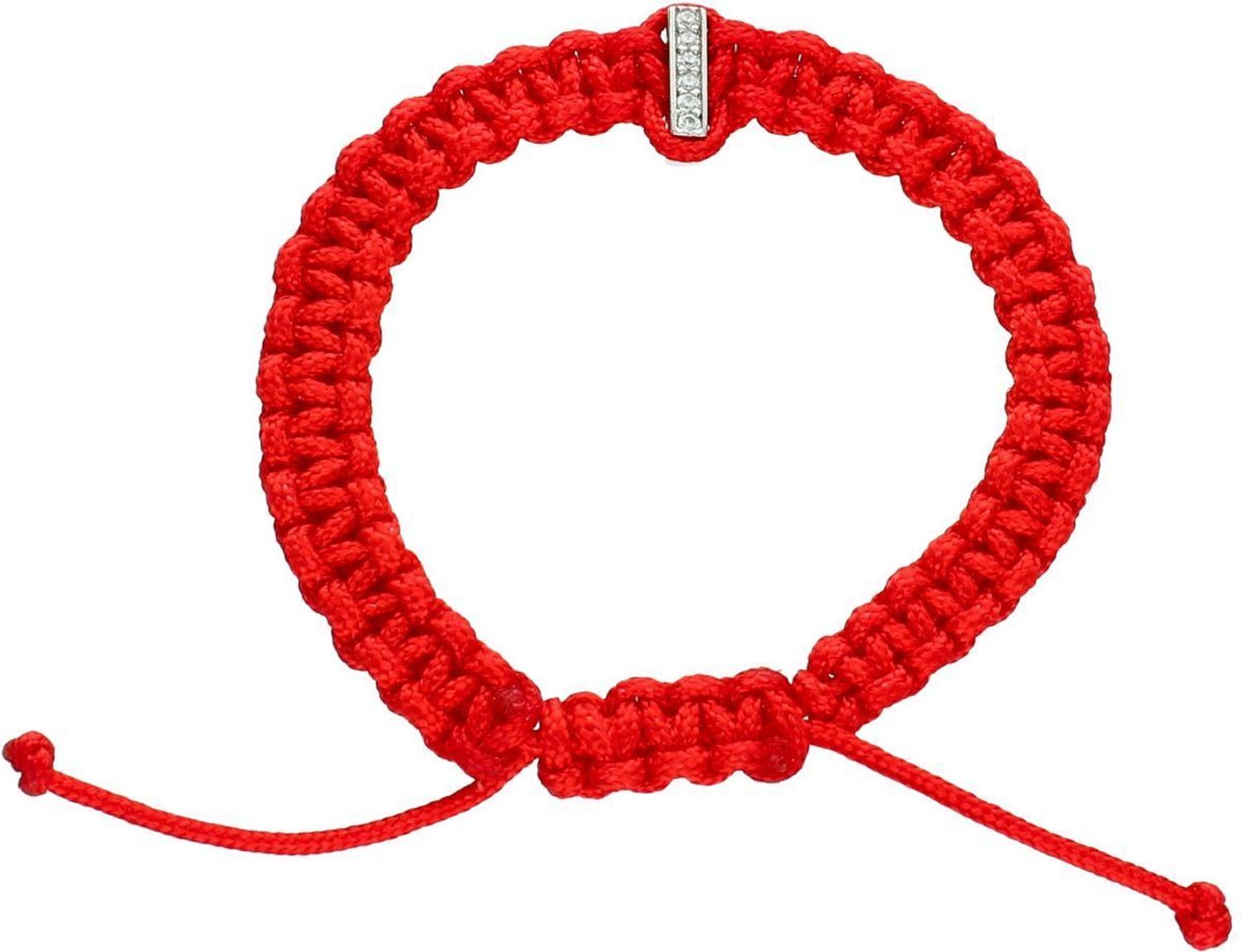 Delikatna bransoletka damska ze srebra 925 na czerwonym sznurku z zawieszką w formie patyczka zdobionego białymi cyrkoniami. Elegancka, symboliczna i stylowa.1.jpg