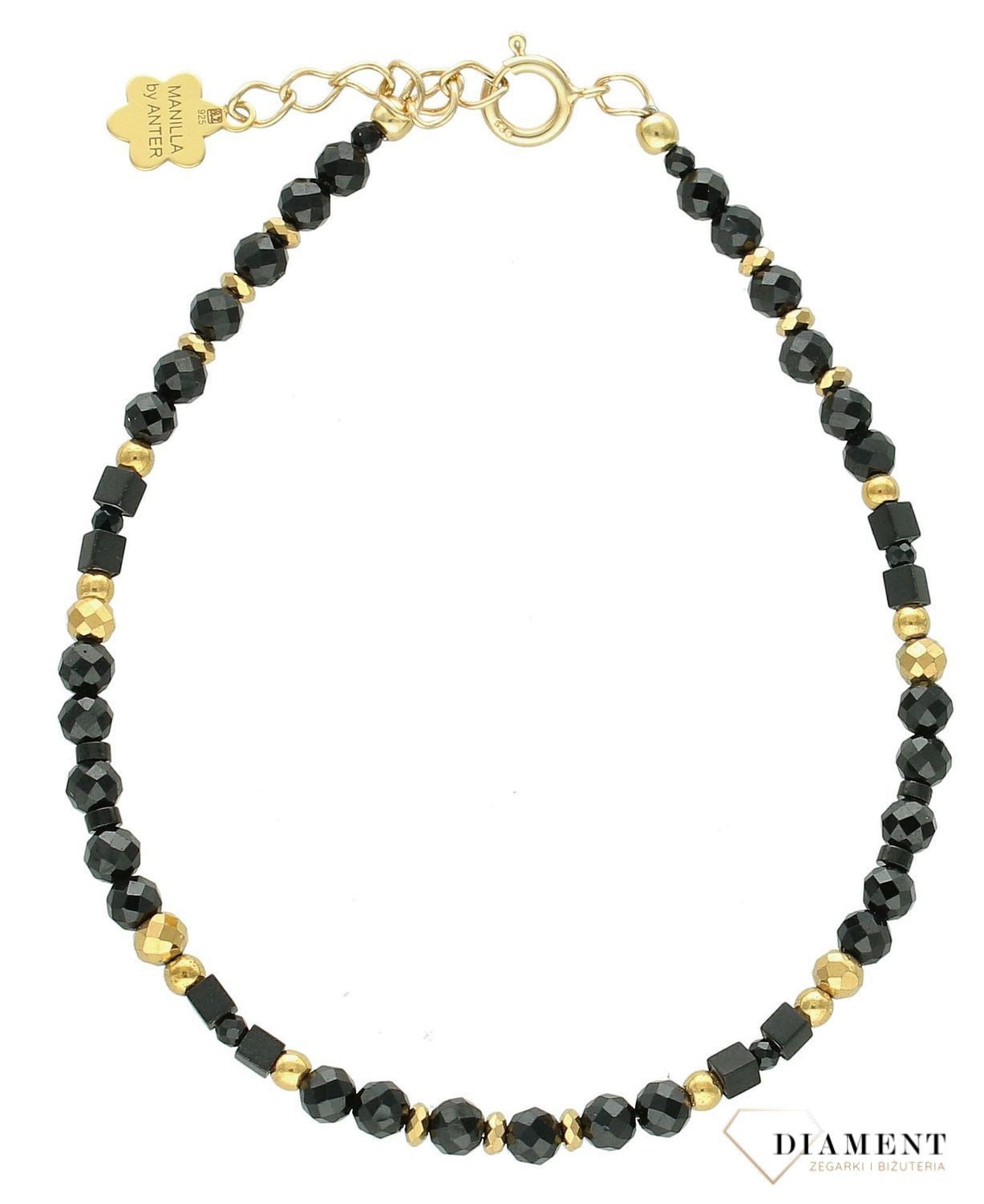 Srebrna bransoletka damska 925 kamienie naturalne turmalin, hematyt DIA-BRA-11438-925. Srebrna bransoletka damska. Bransoletka z kamieniami naturalnymi. Bransoletka z koralikami na prezent. Bransoletka z turmalinem i hematytem1.jpg