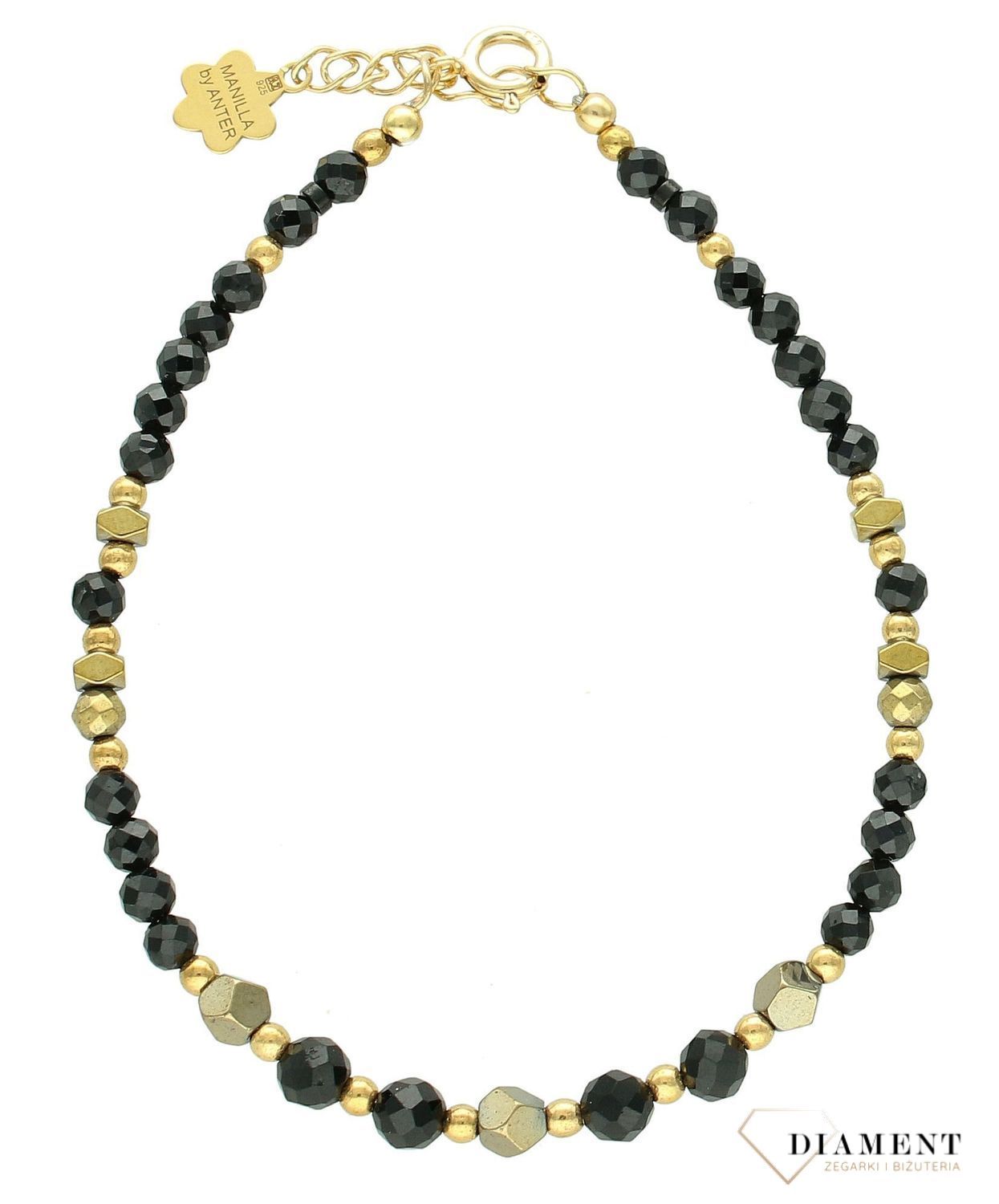 Srebrna bransoletka damska 925 kamienie naturalne turmalin, hematyt DIA-BRA-11441-925. Srebrna bransoletka damska. Bransoletka z kamieniami naturalnymi. Bransoletka z koralikami na prezent. Bransoletka z turmalinem i hematytem.jpg