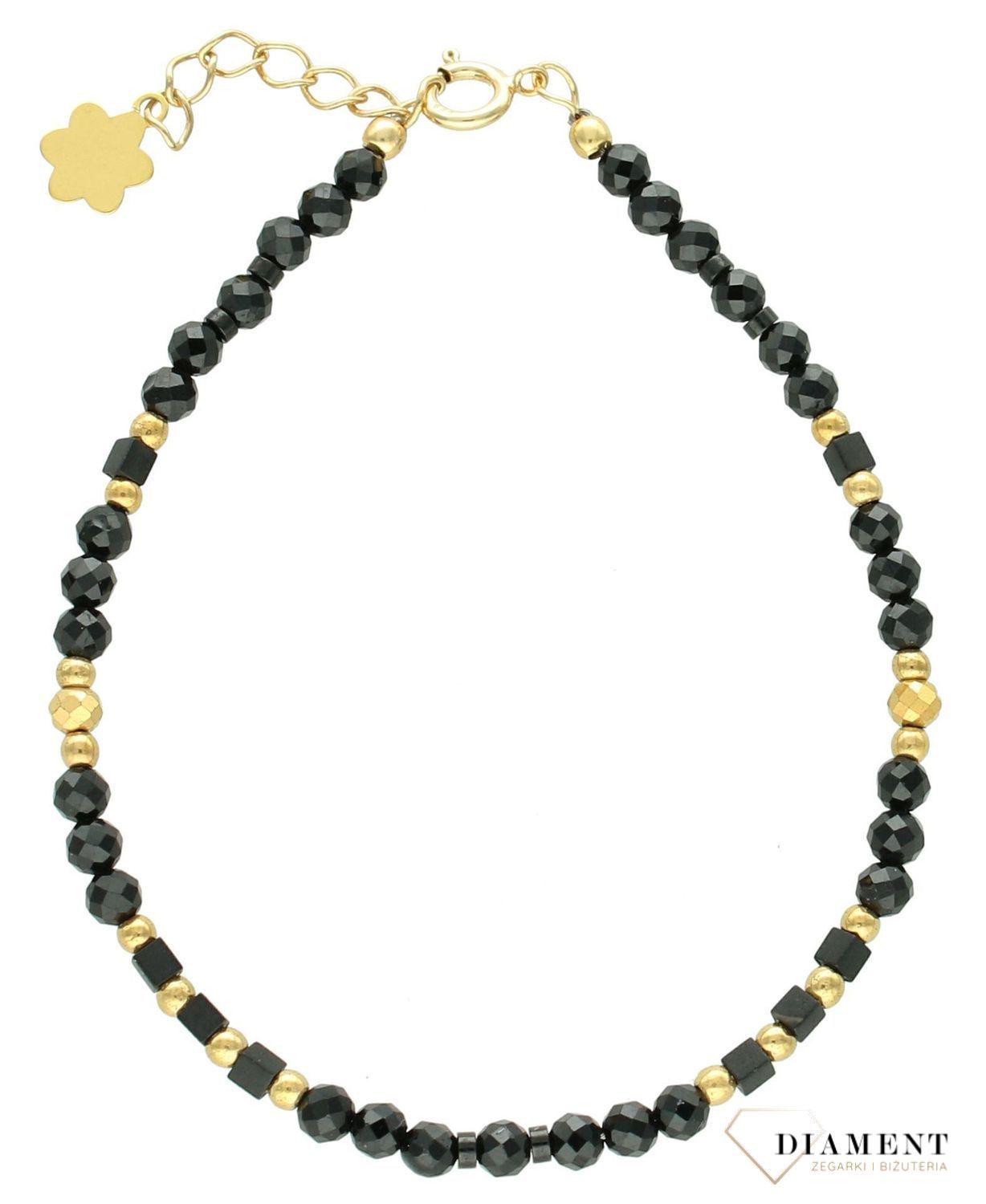 Srebrna bransoletka damska 925 kamienie naturalne turmalin, hematyt DIA-BRA-11442-925. Srebrna bransoletka damska. Bransoletka z kamieniami naturalnymi. Bransoletka z koralikami na prezent. Bransoletka z turmalinem i hematytem.1.jpg