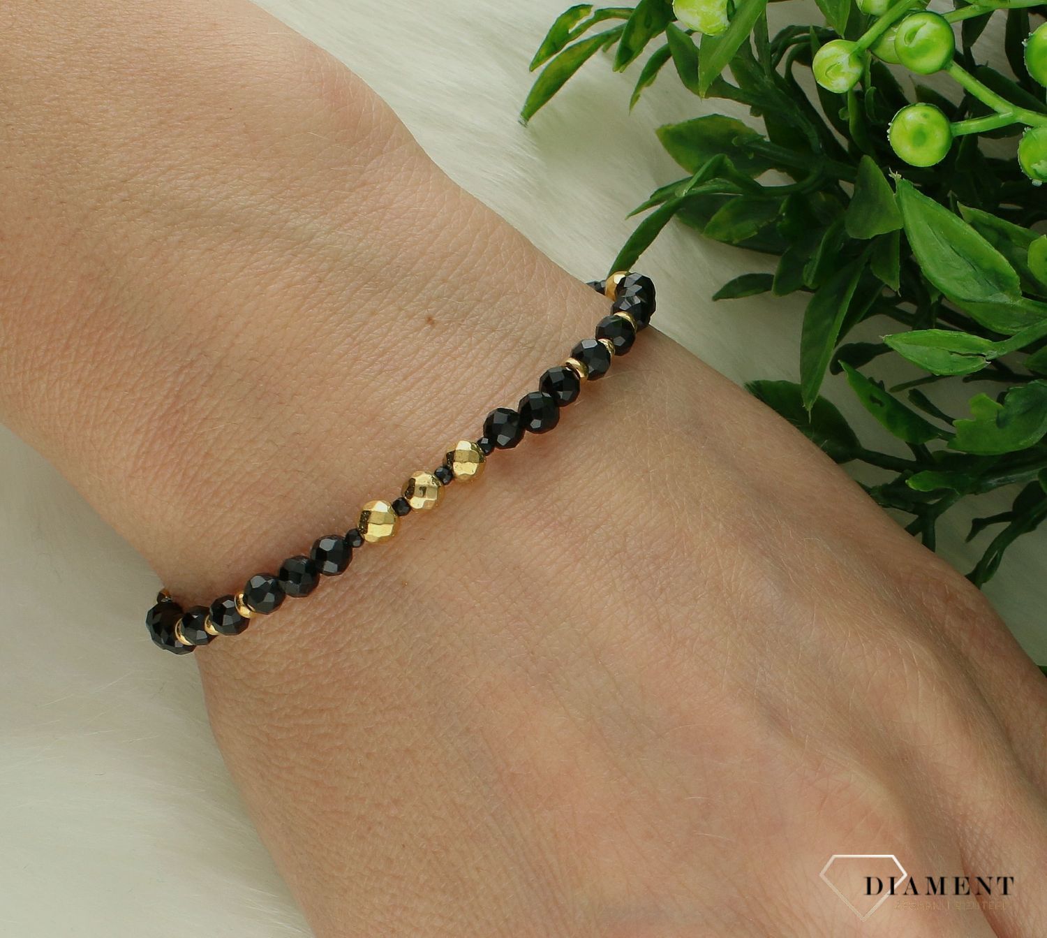 Srebrna bransoletka damska 925 kamienie naturalne turmalin, hematyt DIA-BRA-11443-925. Srebrna bransoletka damska. Bransoletka z kamieniami naturalnymi. Bransoletka z koralikami na prezent. Bransoletka z turmalinem (2).jpg