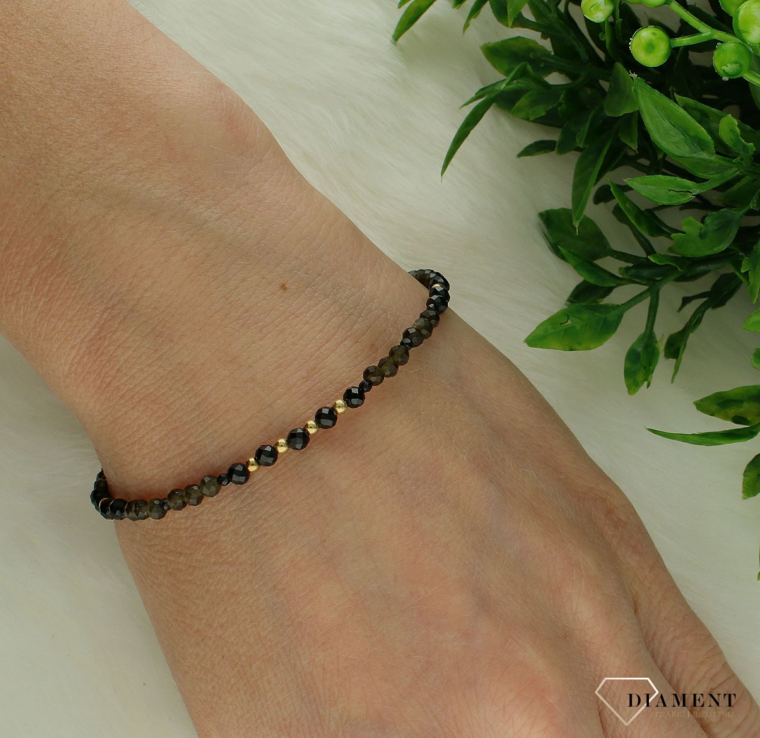 Srebrna bransoletka damska 925 kamienie naturalne turmalin, obsydian, hematyt DIA-BRA-11448-925. Srebrna bransoletka damska. Bransoletka z kamieniami naturalnymi. Bransoletka z koralikami na prezent. Bransoletka z turmalinem i hematyt1.jpg