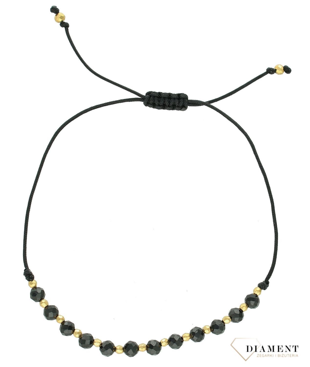 Srebrna bransoletka damska 925 kamienie naturalne turmalin na sznureczku DIA-BRA-11449-925. Bransoletka damska zaciągana na sznurku. Bransoletka z kamieniami naturalnymi. Bransoletka z koralikami na prezent. Bransoletka z turmalinem.1.jpg