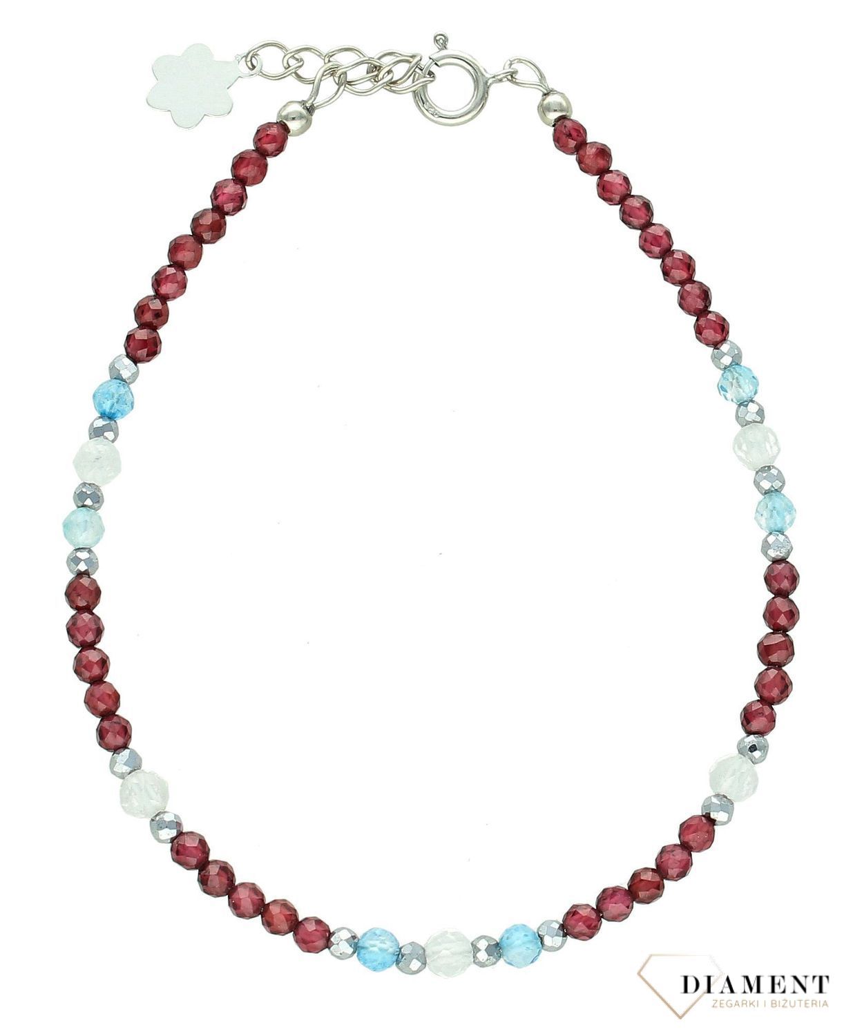 Bransoletka szczęścia znaku zodiaku- Lew kryształ górski, topaz, granat DIA-BRA-11462-925. Srebrna bransoletka damska. Bransoletka z kamieniami naturalnymi. Bransoletka dla znaku zodiaku lew na prezent. Personalizowana bransoletka dla1.jpg