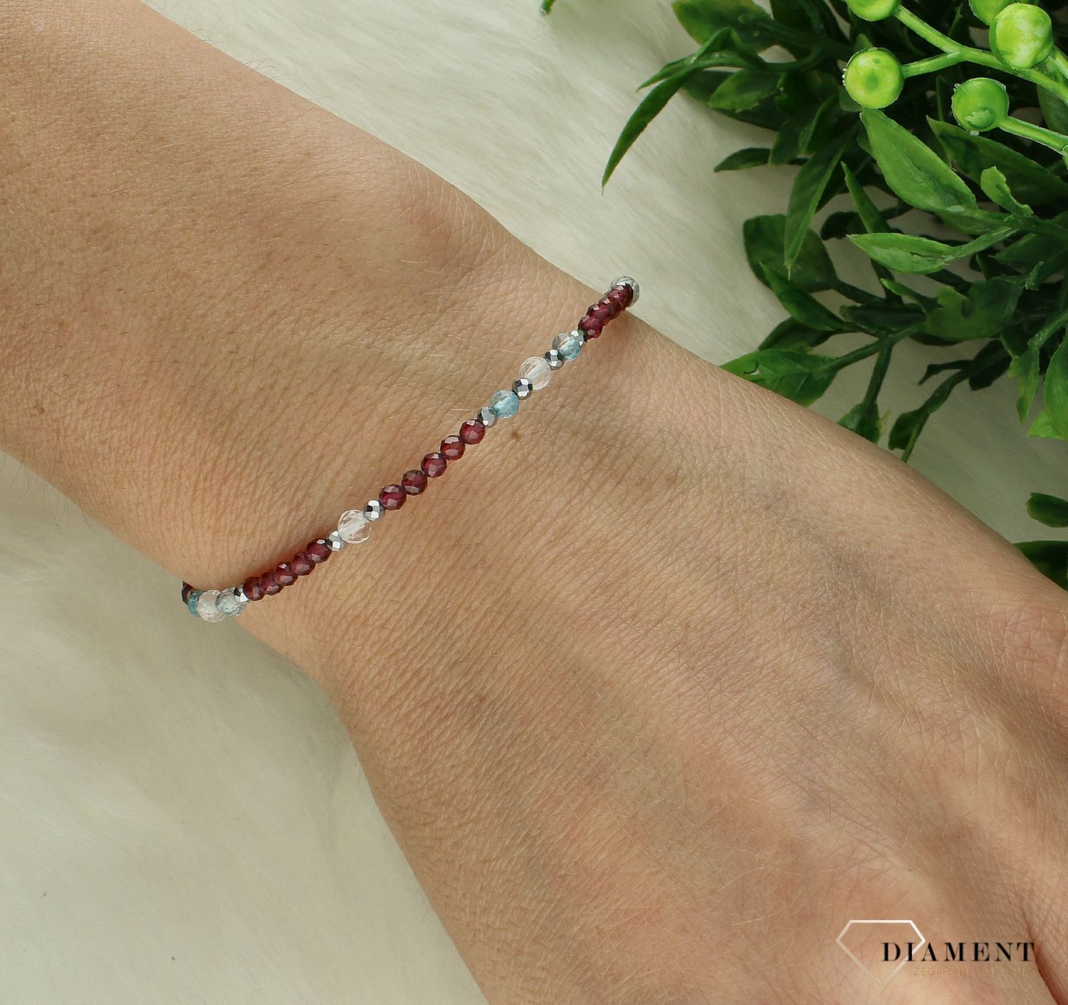 Bransoletka szczęścia znaku zodiaku- Lew kryształ górski, topaz, granat DIA-BRA-11462-925. Srebrna bransoletka damska. Bransoletka z kamieniami naturalnymi. Bransoletka dla znaku zodiaku lew na prezent. Personalizowana bransoletka dla1.jpg