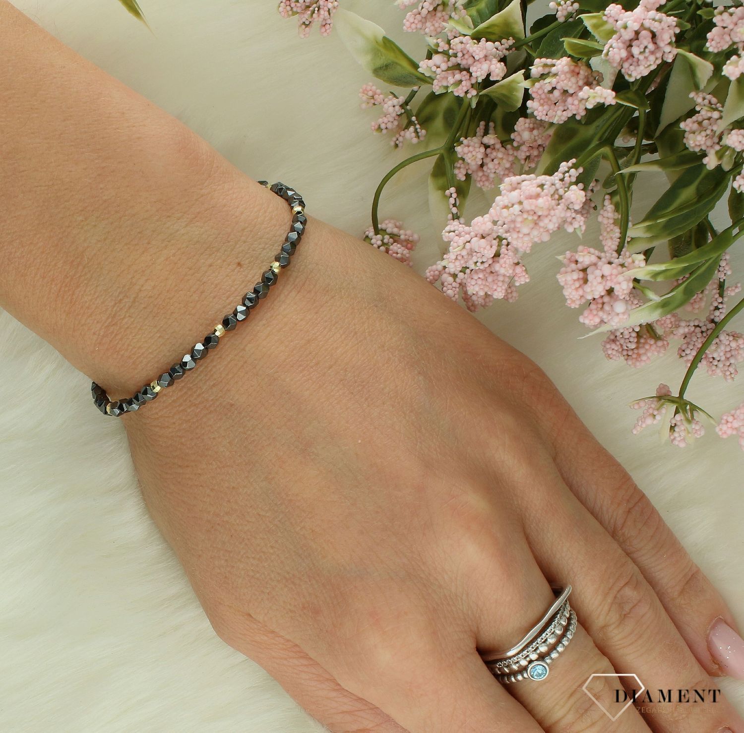 Srebrna bransoletka damska 925 kamienie naturalne hematyt DIA-BRA-11483-925.jpg