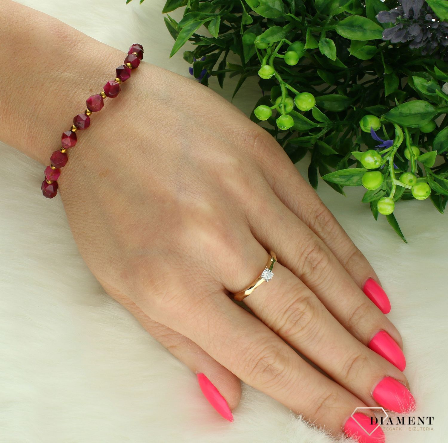 Bransoletka damska na gumce tygrysie oko różowe fasetowane 6mm DIA-BRA-11499-INNE. Bransoletka na gumce z kamieniami. Bransoletka damska z kamieniami naturalnymi. Bransoletka z tygrysim okiem. Bransoletka z kamieniami na prezent.1234.jpg