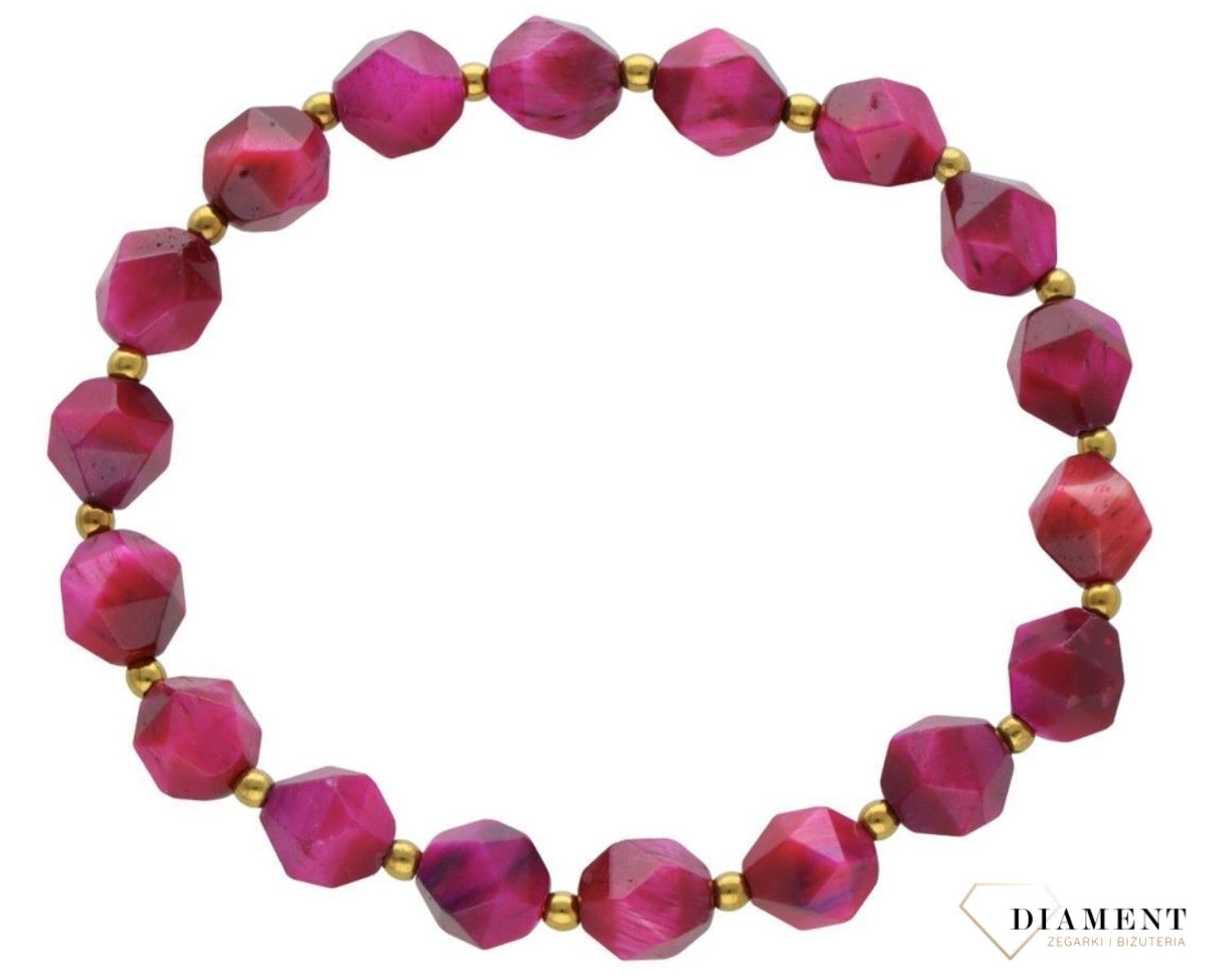 Bransoletka damska na gumce tygrysie oko różowe fasetowane 6mm DIA-BRA-11499-INNE. Bransoletka na gumce z kamieniami. Bransoletka damska z kamieniami naturalnymi. Bransoletka z tygrysim okiem. Bransoletka z kamieniami na prezent.1234.jpg