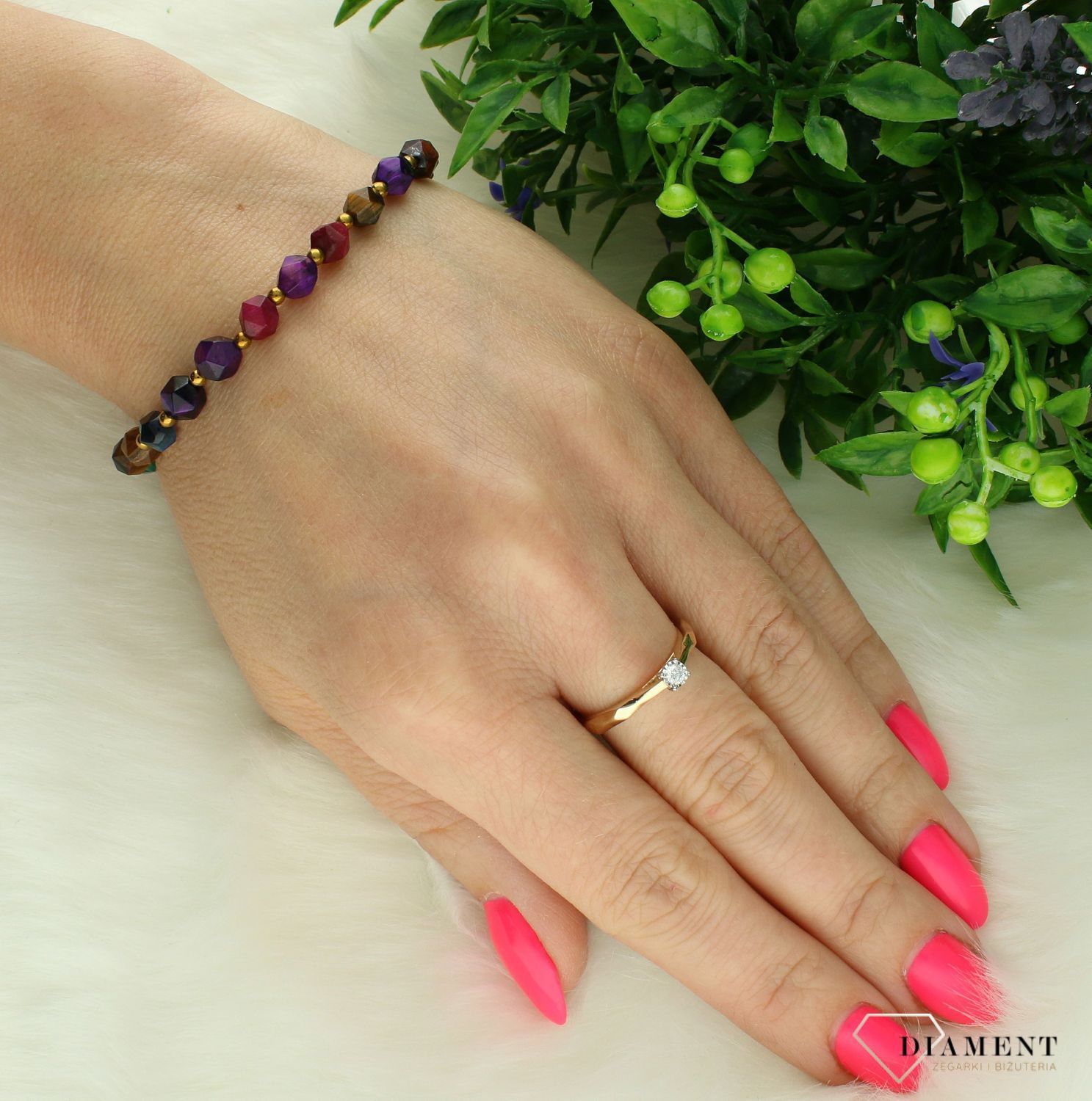 Bransoletka damska na gumce tygrysie oko fasetowane 6mm DIA-BRA-11501-INNE.  Bransoletka na gumce z kamieniami. Bransoletka damska z kamieniami naturalnymi. Bransoletka z tygrysim okiem. Bransoletka z kamieniami na prezent.123.jpg