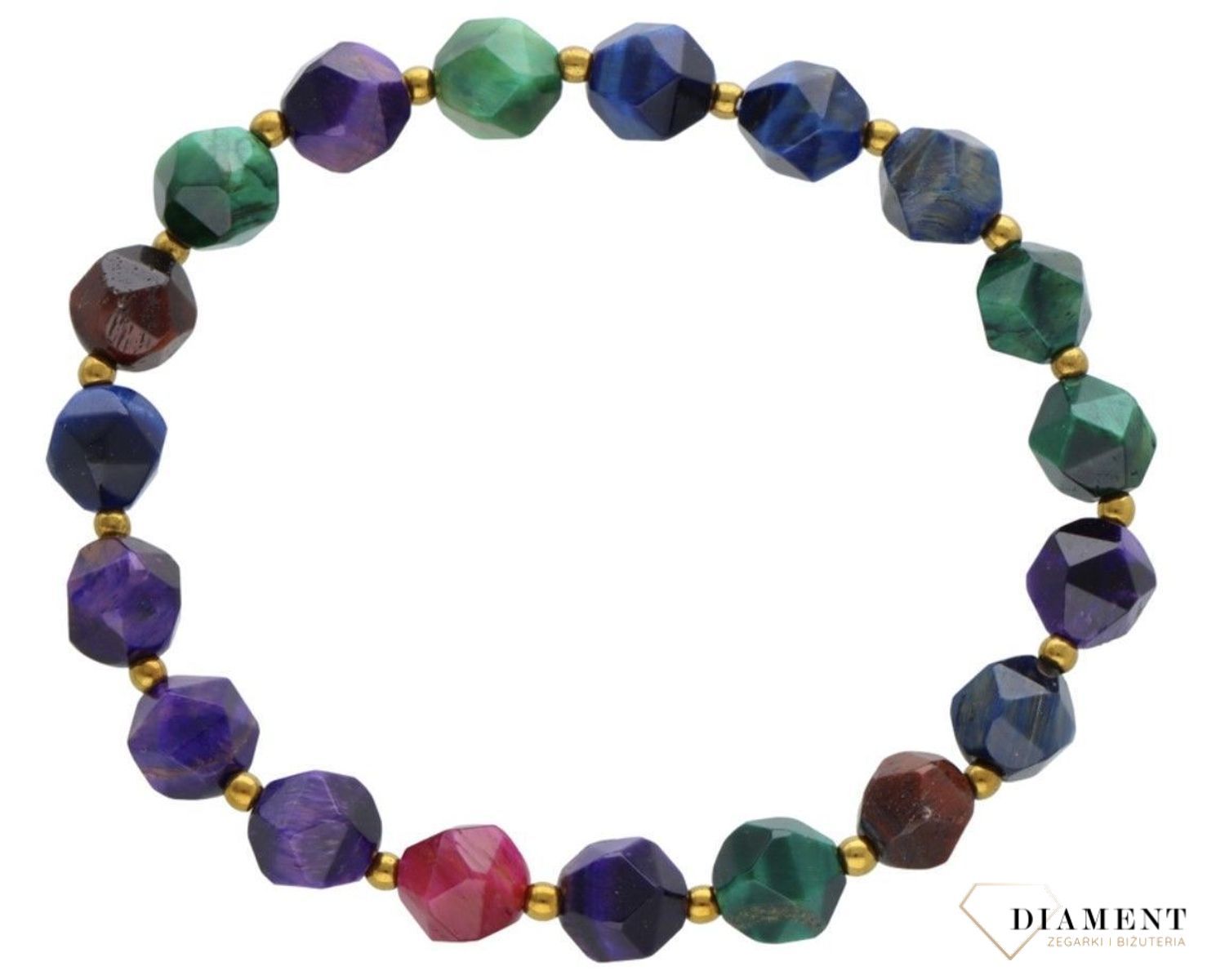 Bransoletka damska na gumce tygrysie oko fasetowane 6mm DIA-BRA-11501-INNE.  Bransoletka na gumce z kamieniami. Bransoletka damska z kamieniami naturalnymi. Bransoletka z tygrysim okiem. Bransoletka z kamieniami na prezent.123.jpg