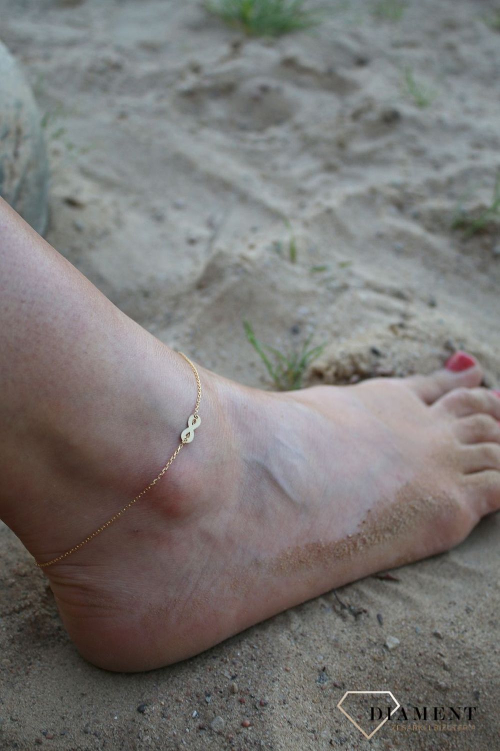 Srebrna bransoletka na nogę 'Nieskończoność' pozłacanav.jpg