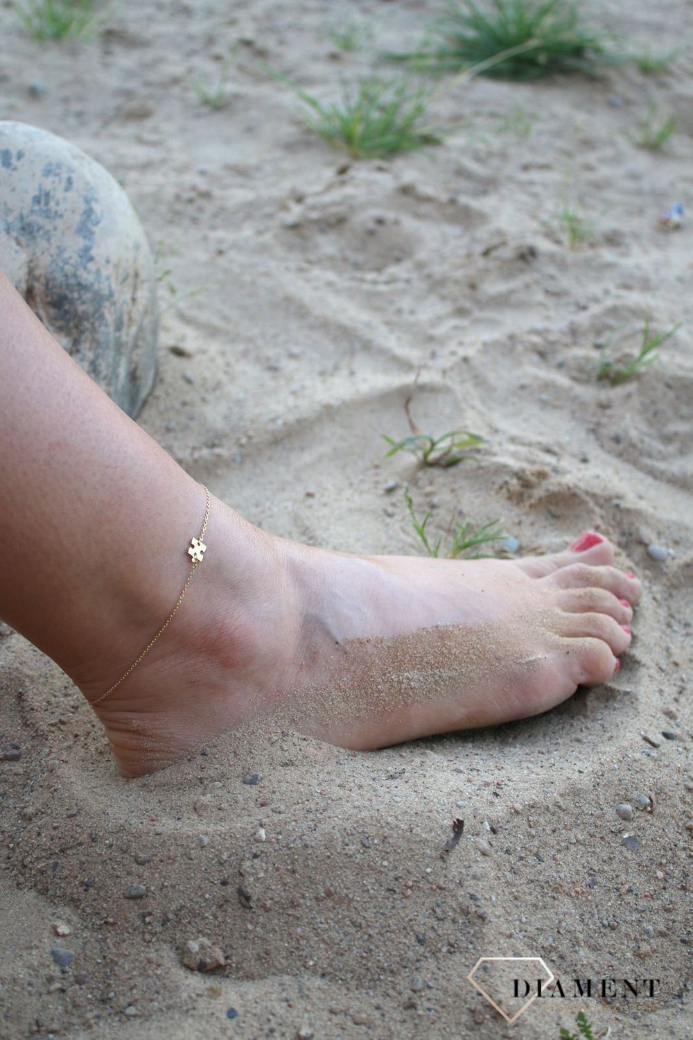 Srebrna bransoletka na nogę 'Puzzel' pozłacanaSrebrna bransoletka na nogę 'Puzzel' pozłacanad.jpg