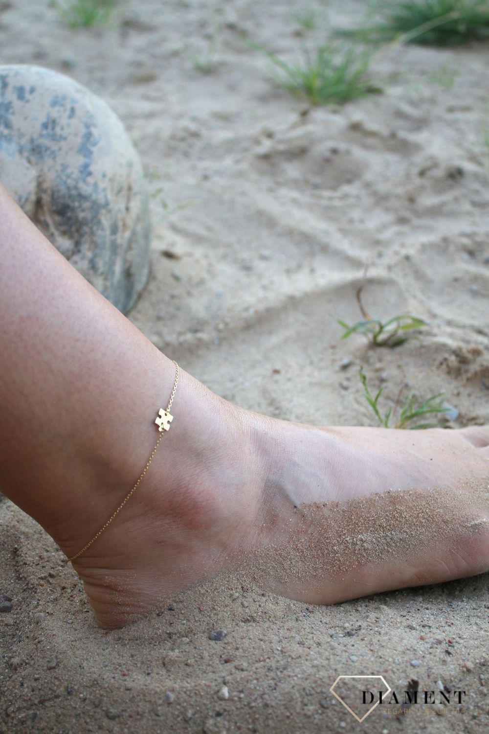 Srebrna bransoletka na nogę 'Puzzel' pozłacanaSrebrna bransoletka na nogę 'Puzzel' pozłacanad.jpg