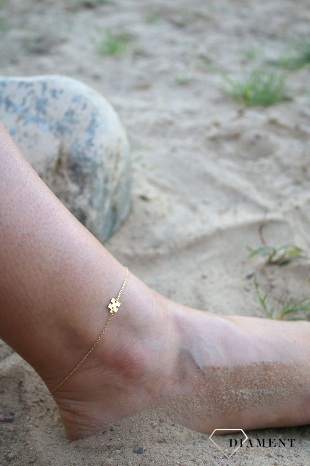 Srebrna bransoletka na nogę 'Puzzel' pozłacanaSrebrna bransoletka na nogę 'Puzzel' pozłacanad.jpg