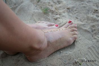 Srebrna bransoletka na nogę i palec z cyrkoniami pozłacana✓ Srebrne Bransoletki na nogę, bransoletki na kostkę (1).JPG